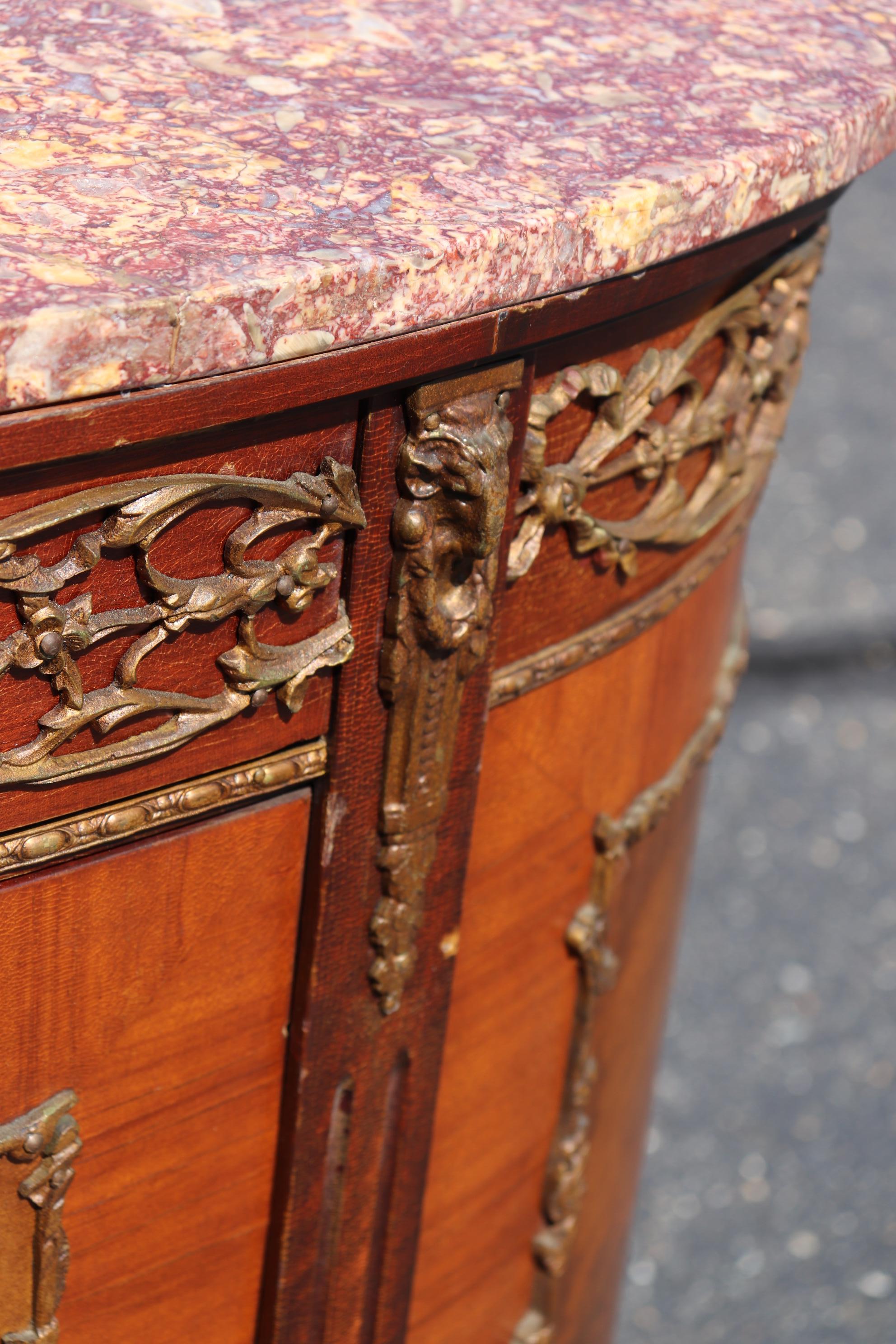 French Louis XV Vernis Martin Painted Marble Top Lighted Bar Cabinet Commode 8