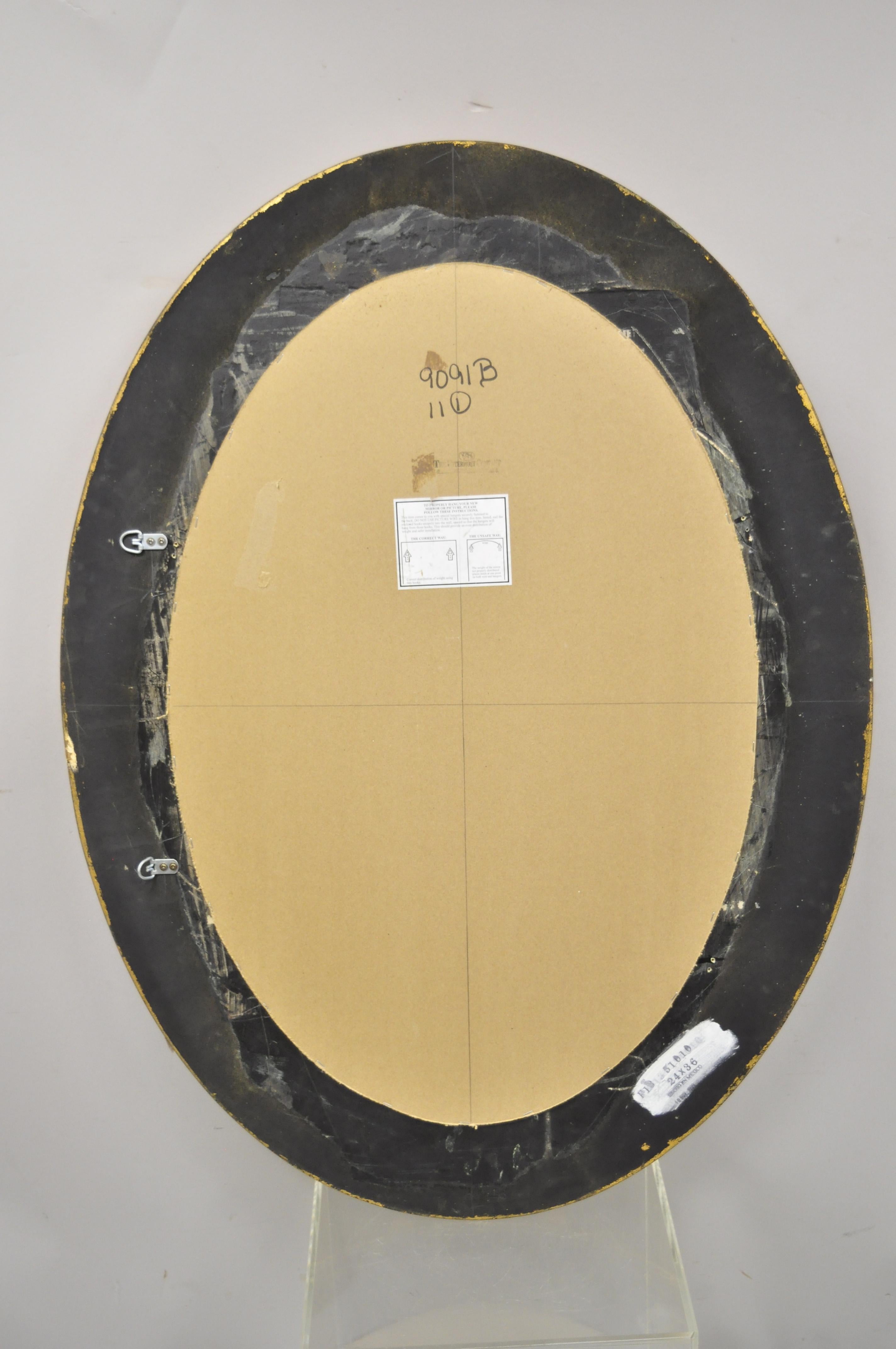 French Louis XV Victorian Green Gold Gilt Beveled Glass Oval Mirror by Uttermost 2