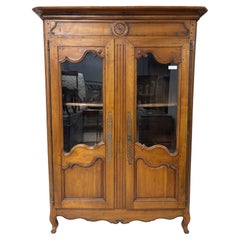French Louis XV Vitrine, Walnut, Small Scale, Circa 1840, France