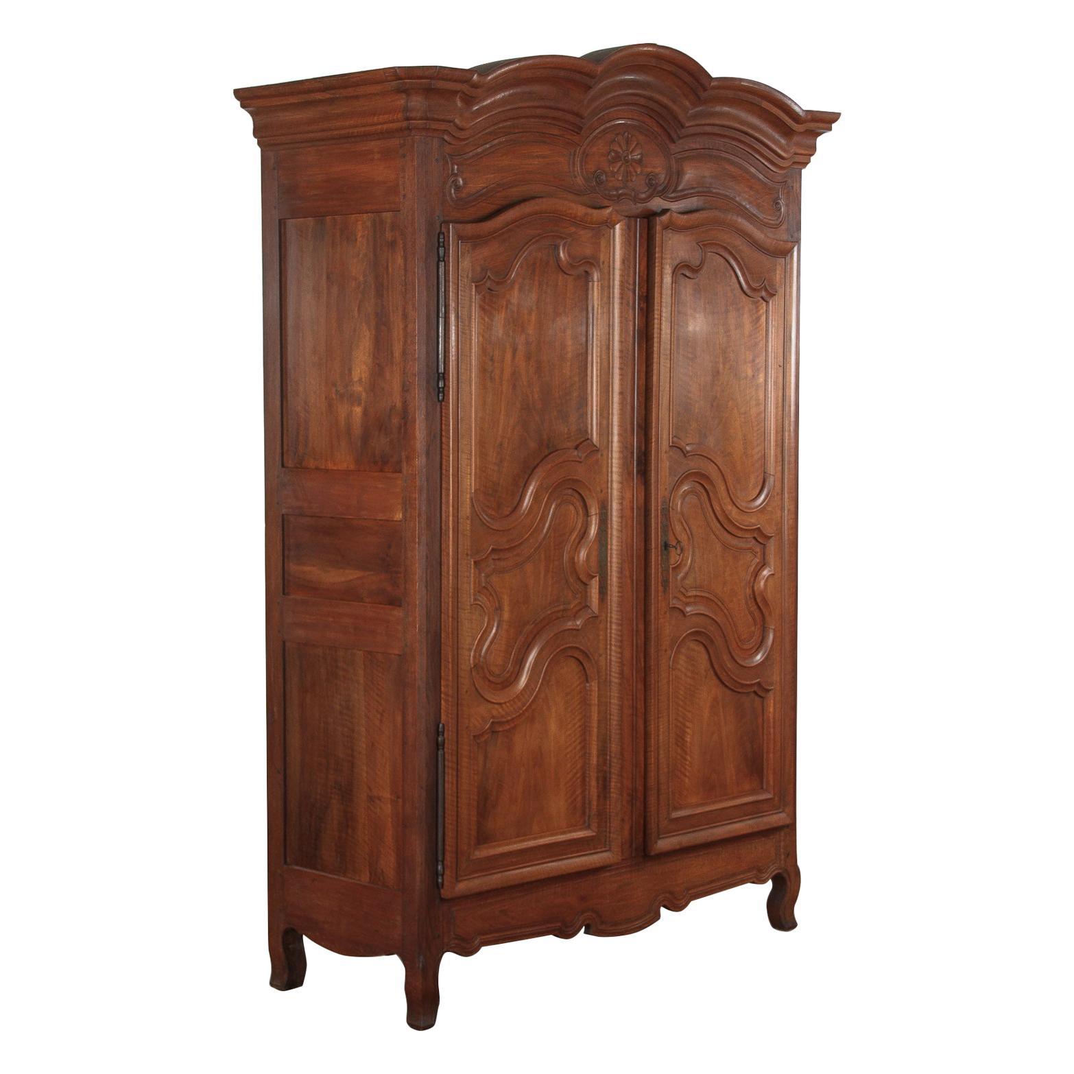 Antique French Louis XV Walnut Armoire at 1stdibs