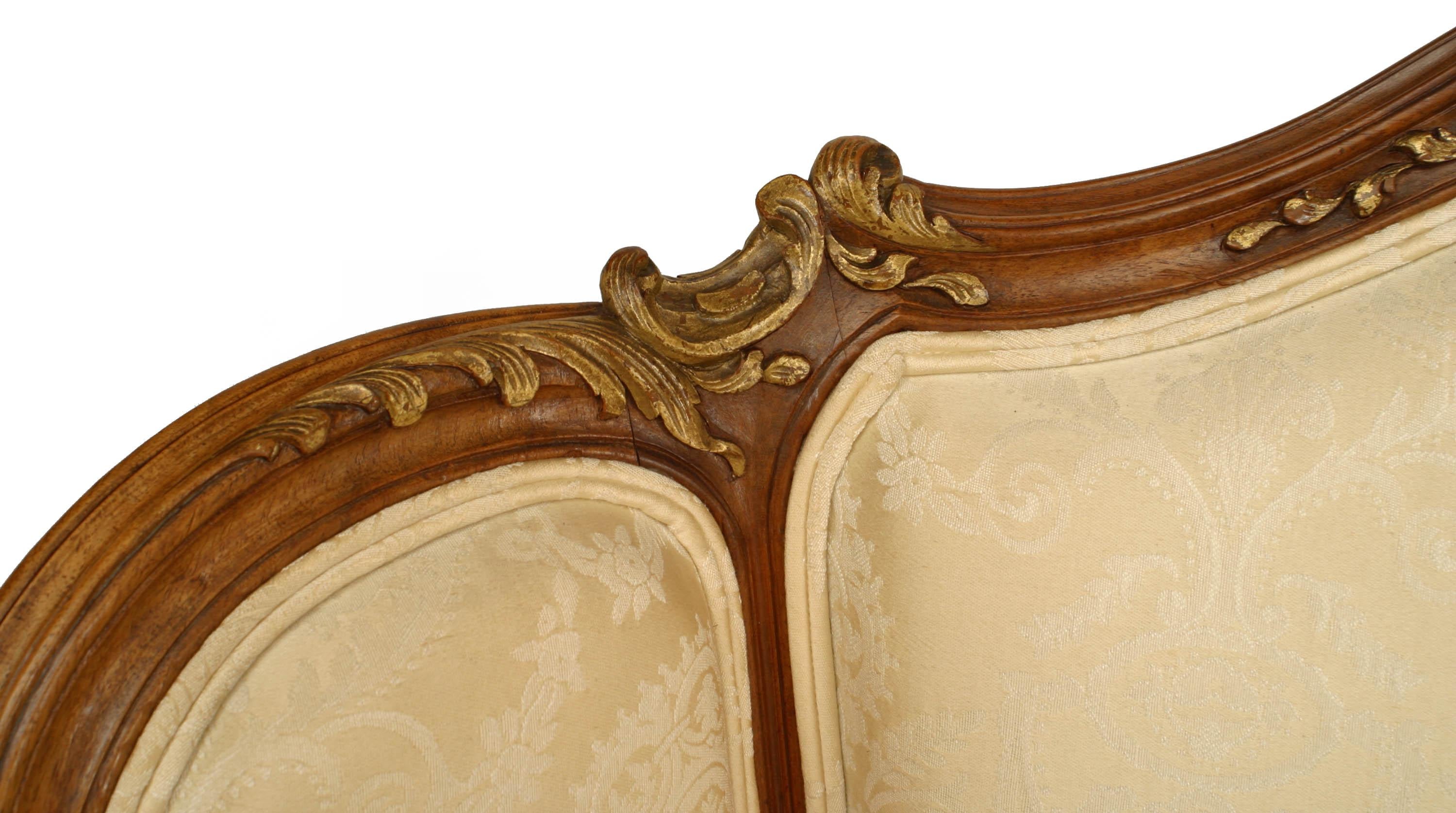 Upholstery French Louis XV Walnut Bergere Armchair For Sale