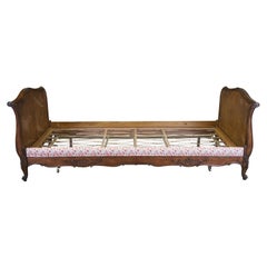 Used French Louis XV Walnut Caned Trundle Day Bed Provincial Bergere Mid Century 83"