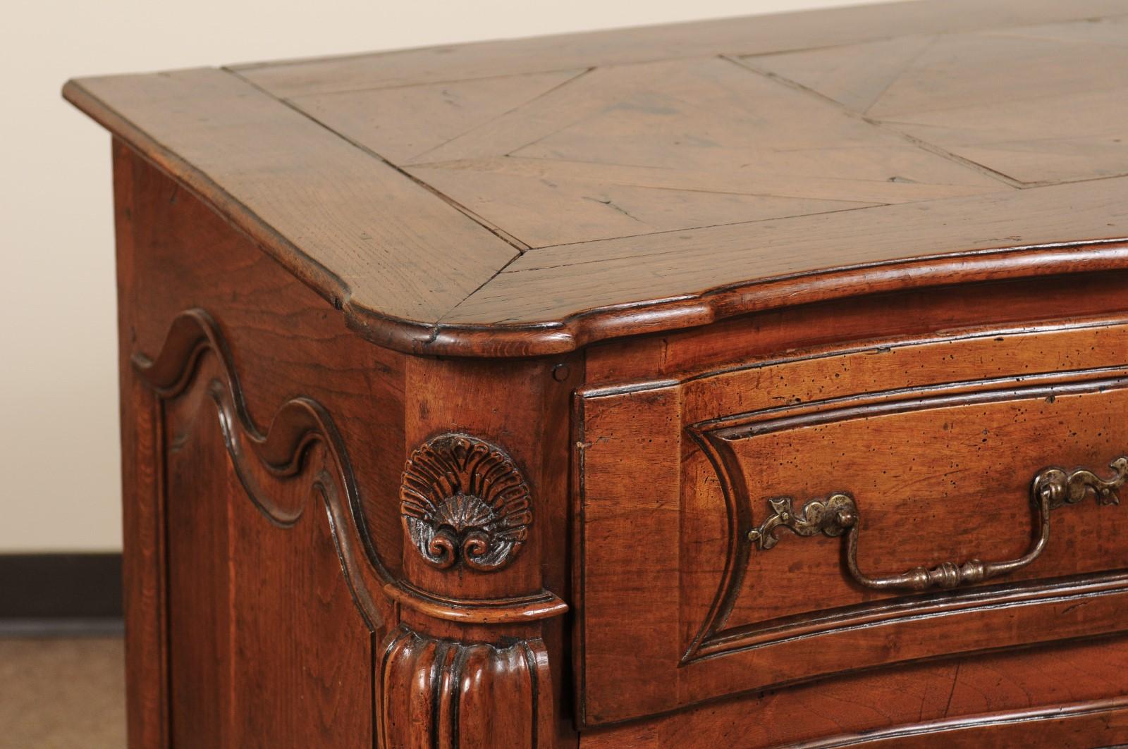 European French Louis XV Walnut Commode, Mid-18th Century