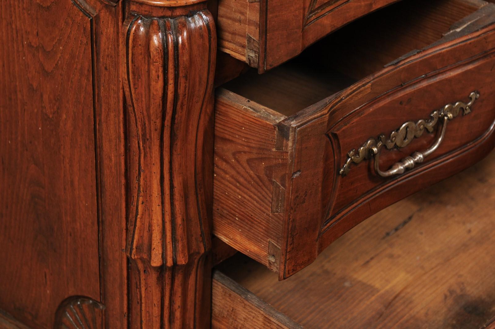 Wrought Iron French Louis XV Walnut Commode, Mid-18th Century