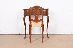 French Louis XV Walnut Kidney Shaped Vanity or Ladies Writing Desk With Chair