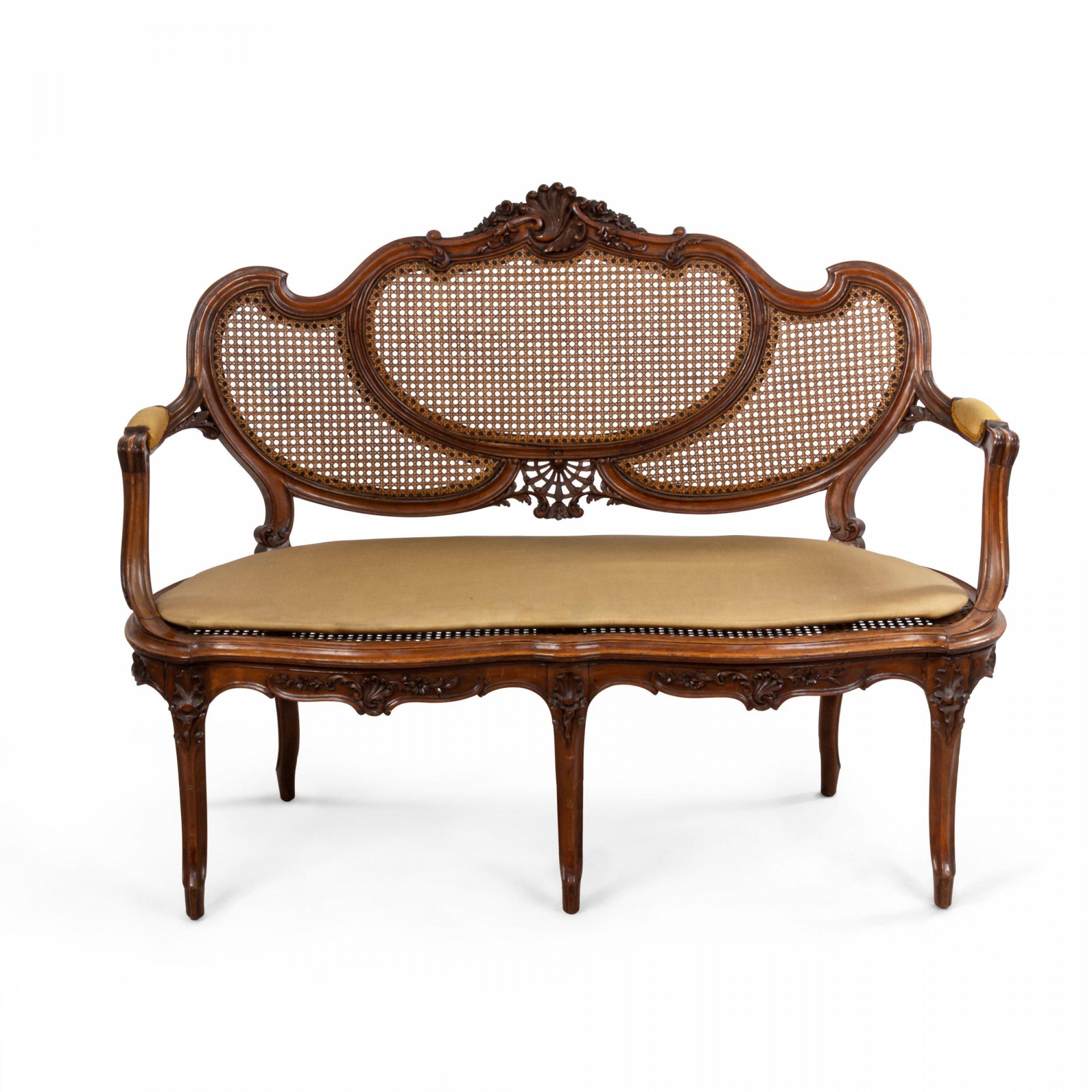 19th Century French Louis XV Walnut Loveseat For Sale