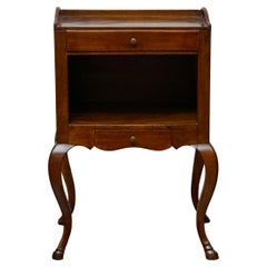 French Louis XV Walnut Nightstand with Tray Top and Hoof Feet, 19th Century