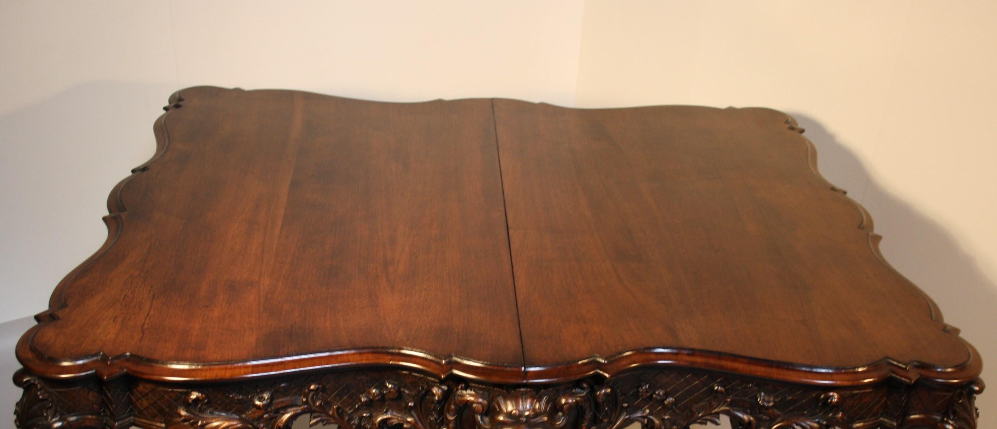 French Louis XV Walnut Hand-Carved Table, 19th Century 6