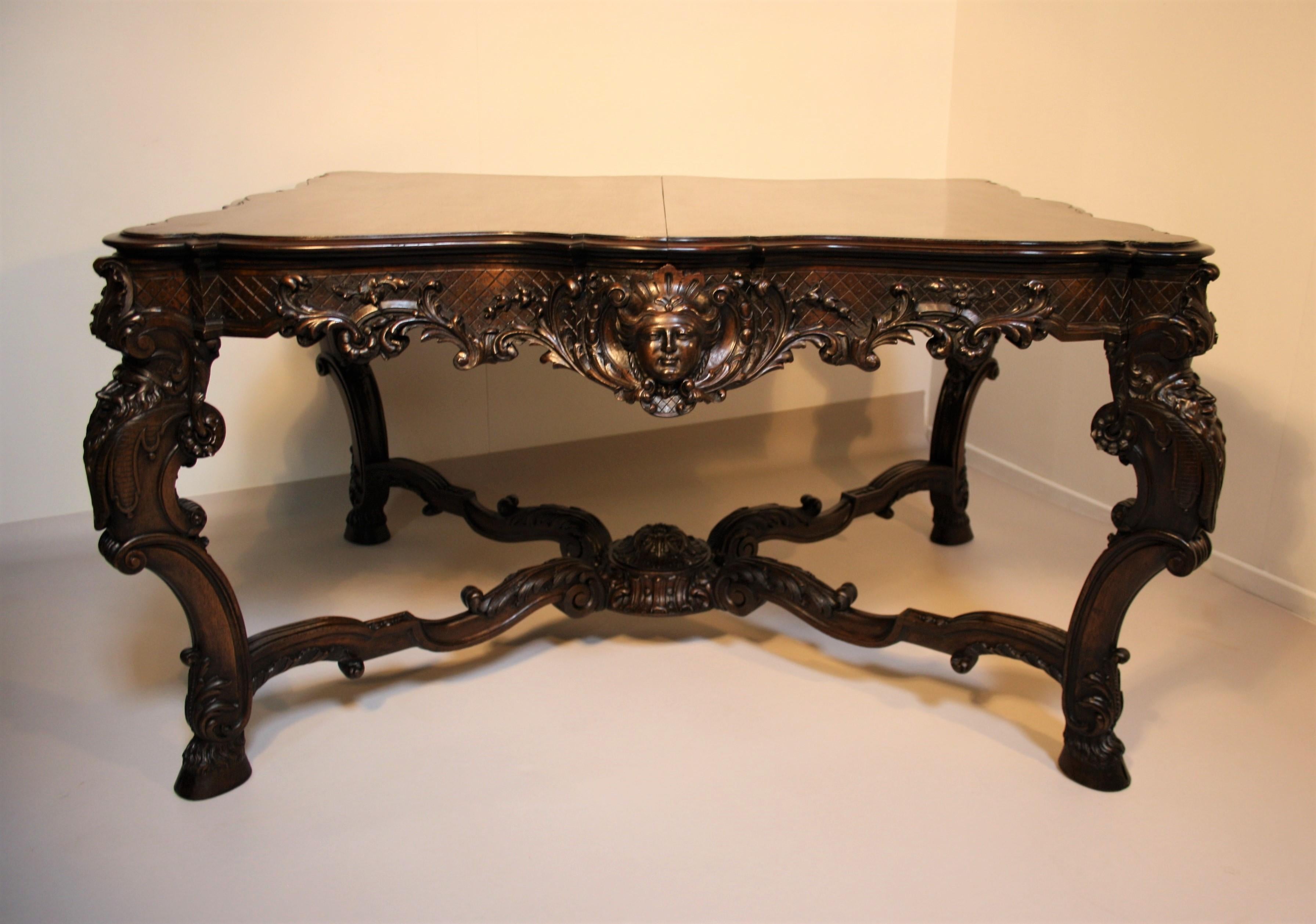 French Louis XV Walnut Hand-Carved Table, 19th Century 8