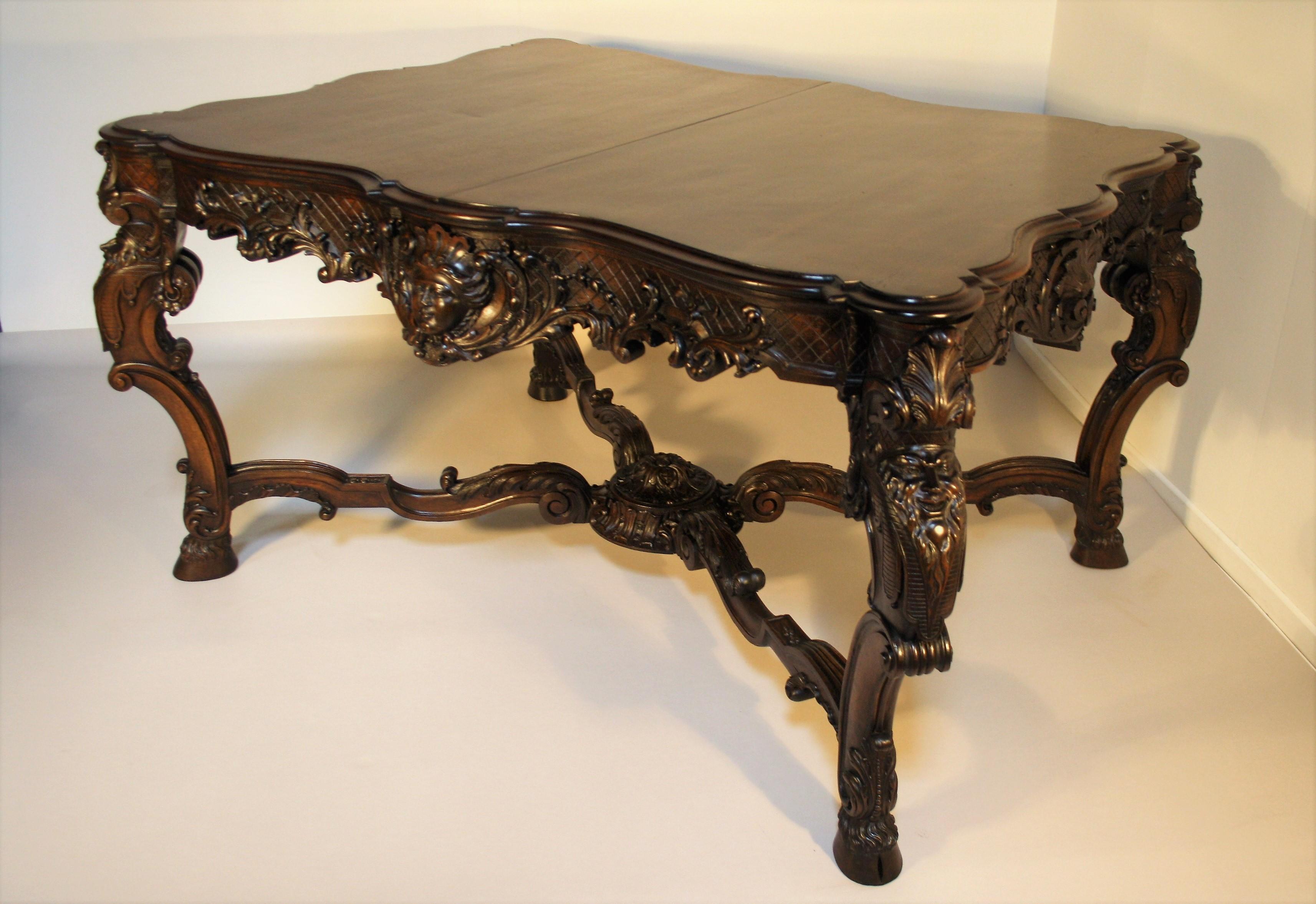 French Louis XV Walnut Hand-Carved Table, 19th Century 12