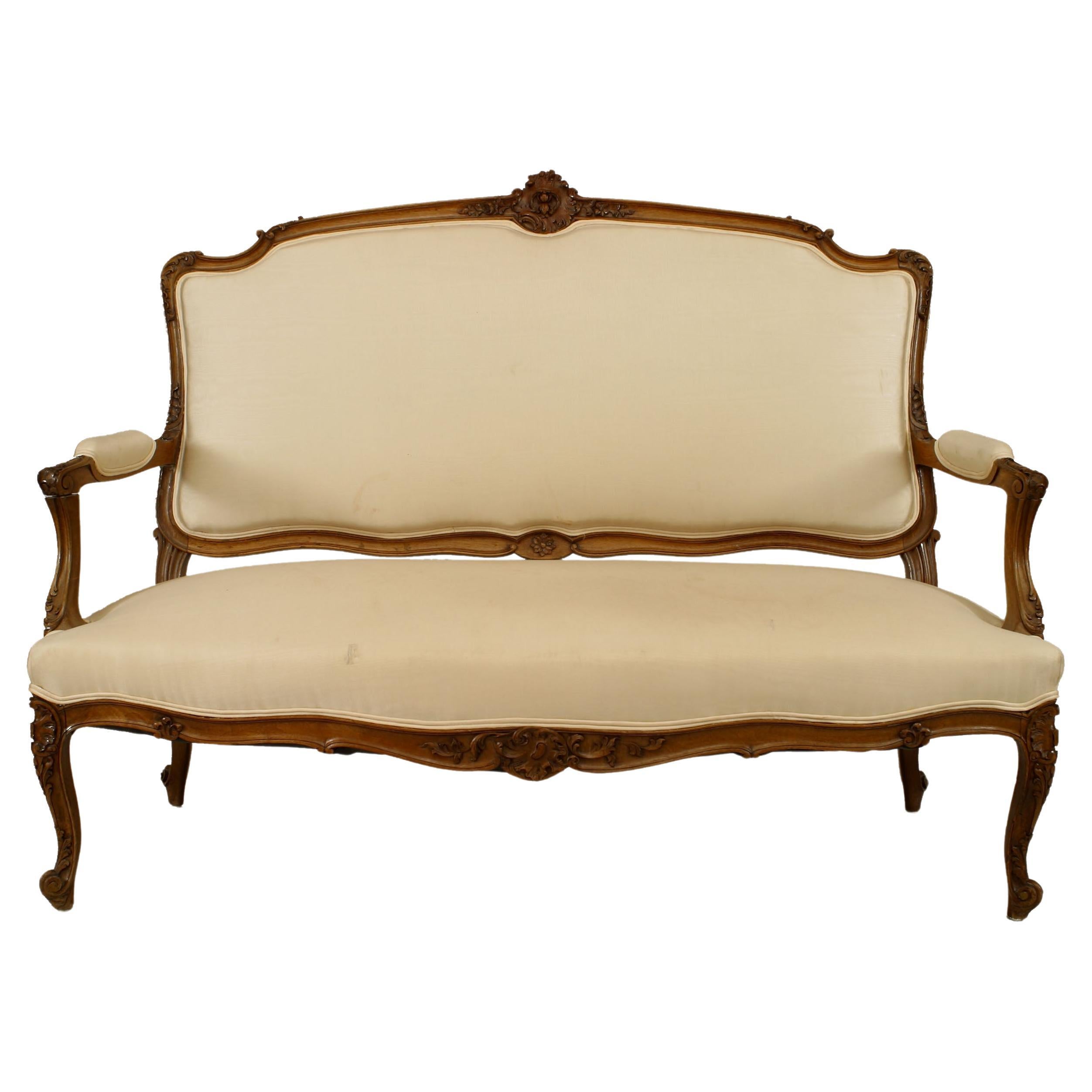French Louis XV Walnut Settee