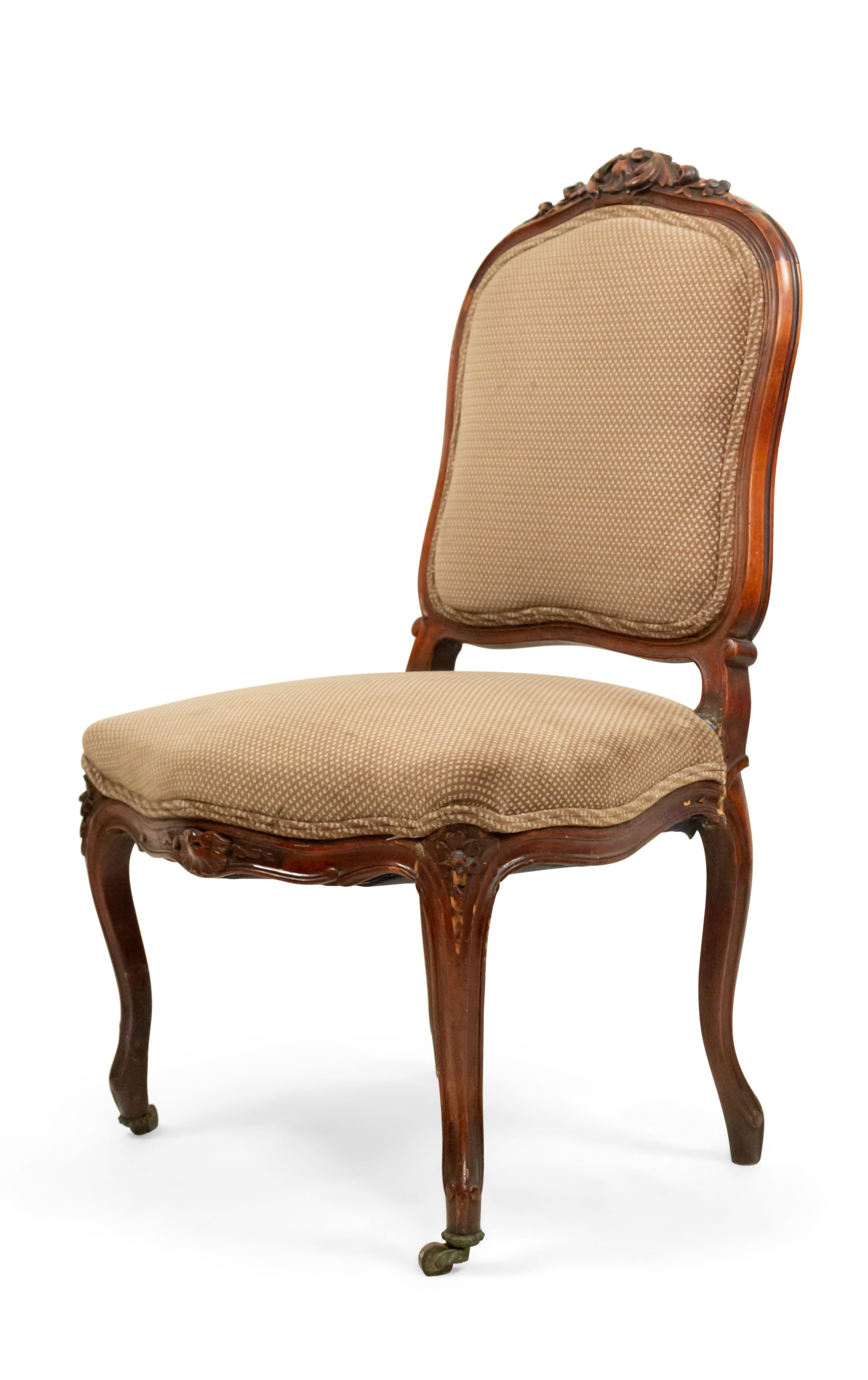 19th Century French Louis XV Walnut Side Chairs For Sale