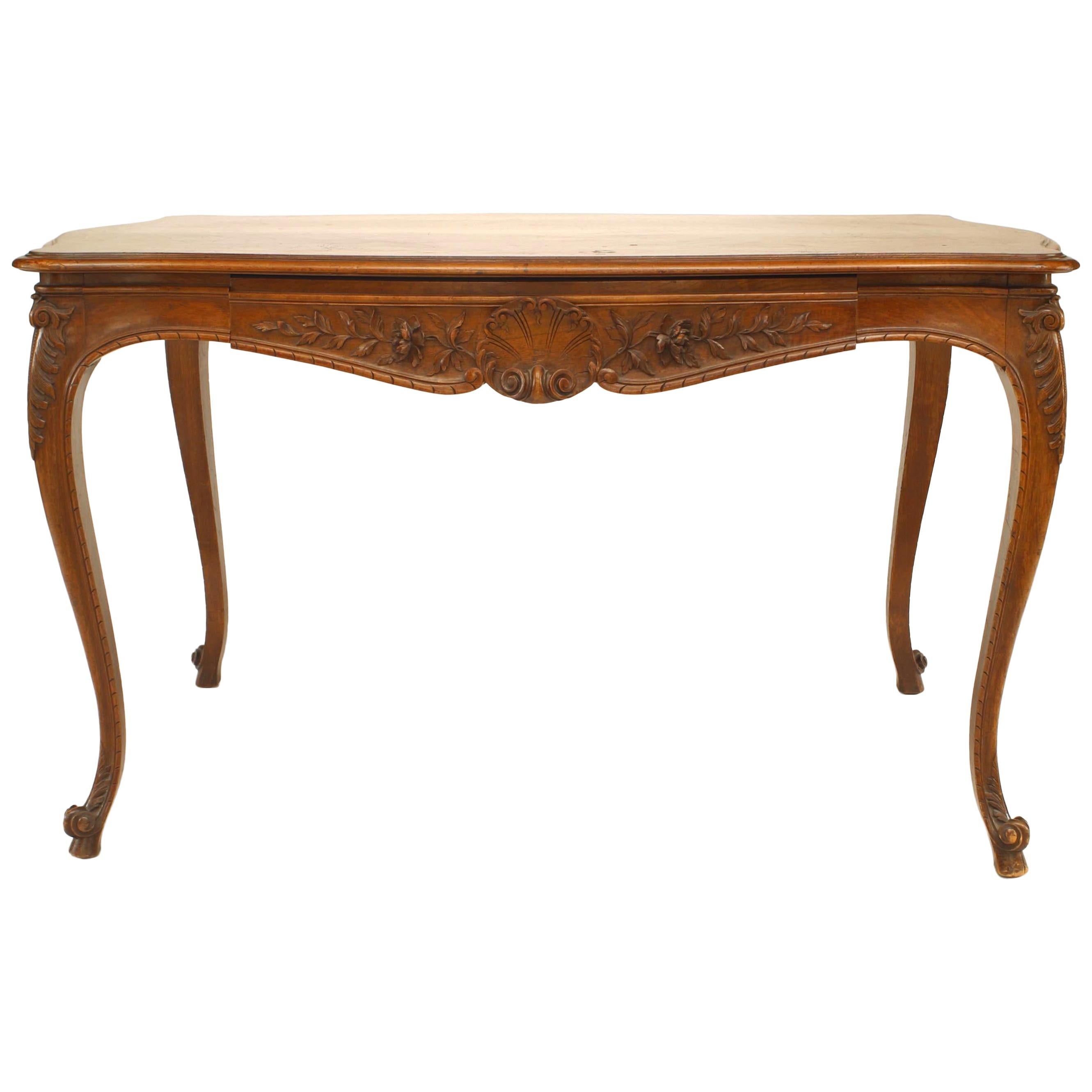 French Louis XV Walnut Table Desk