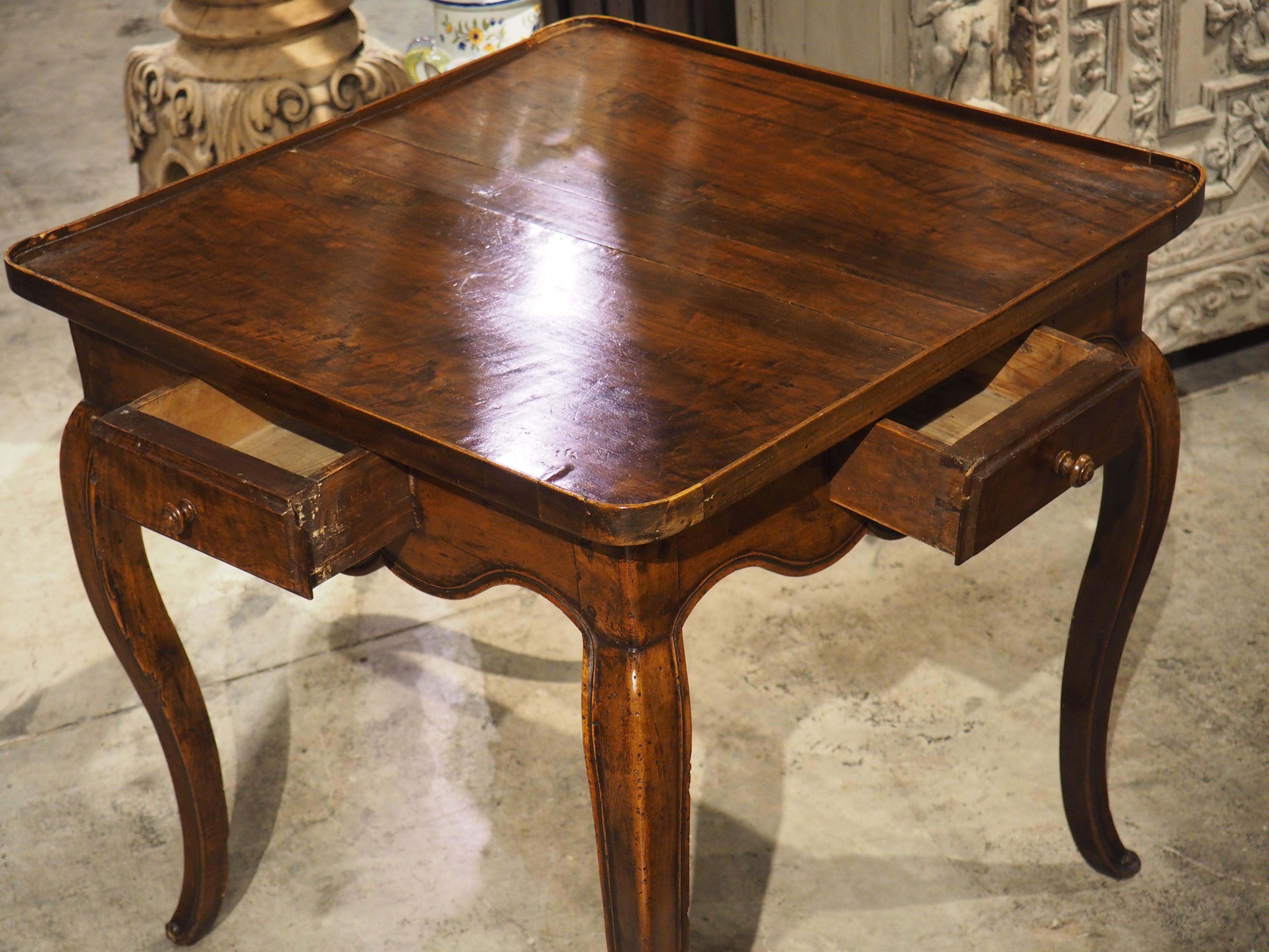 French Louis XV Walnut Wood Table A Jeux Game or Side Table, Circa 1750 7