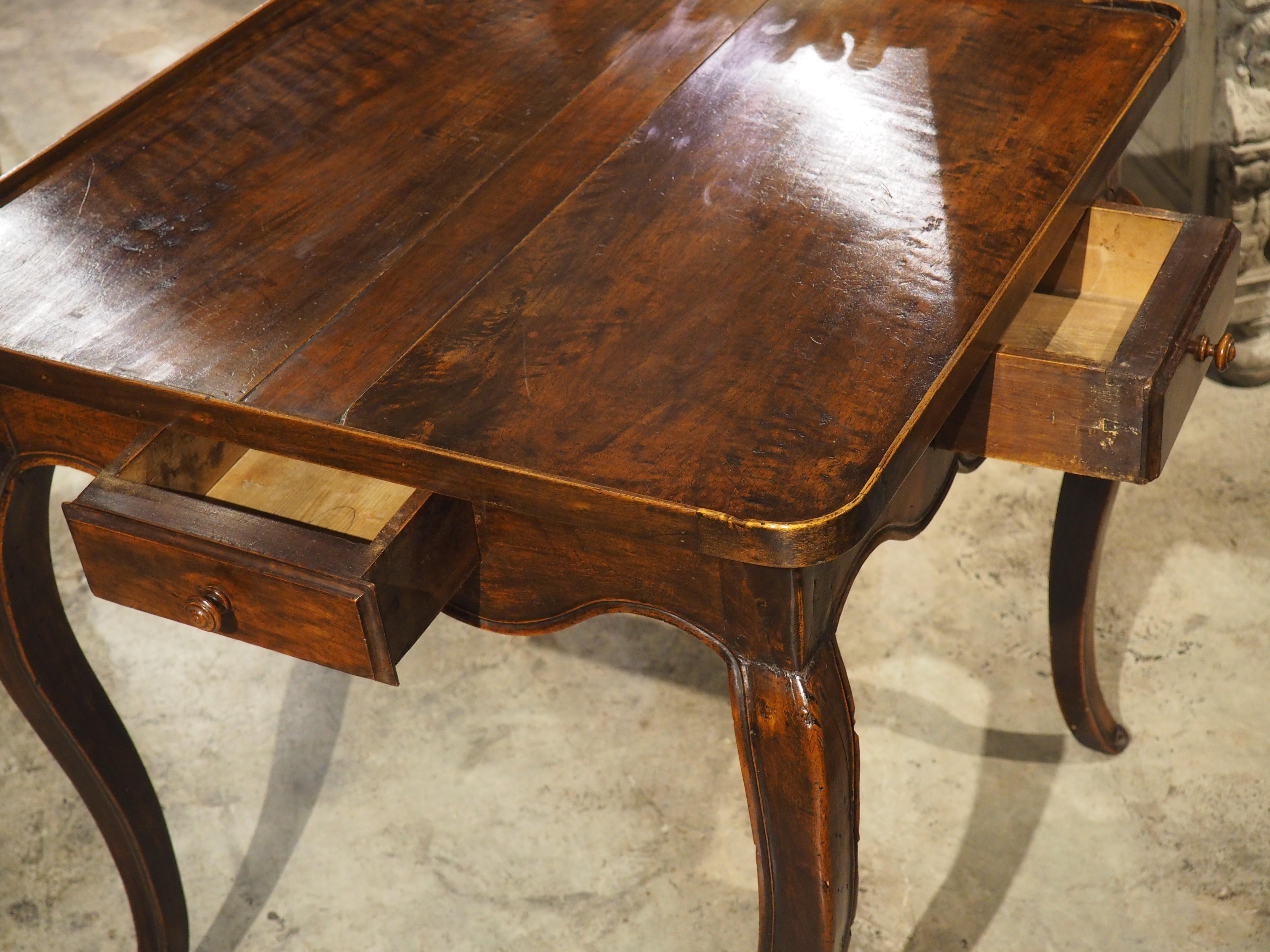 French Louis XV Walnut Wood Table A Jeux Game or Side Table, Circa 1750 1