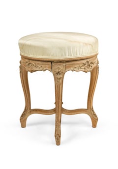 French Louis XV Style White Satin Bench