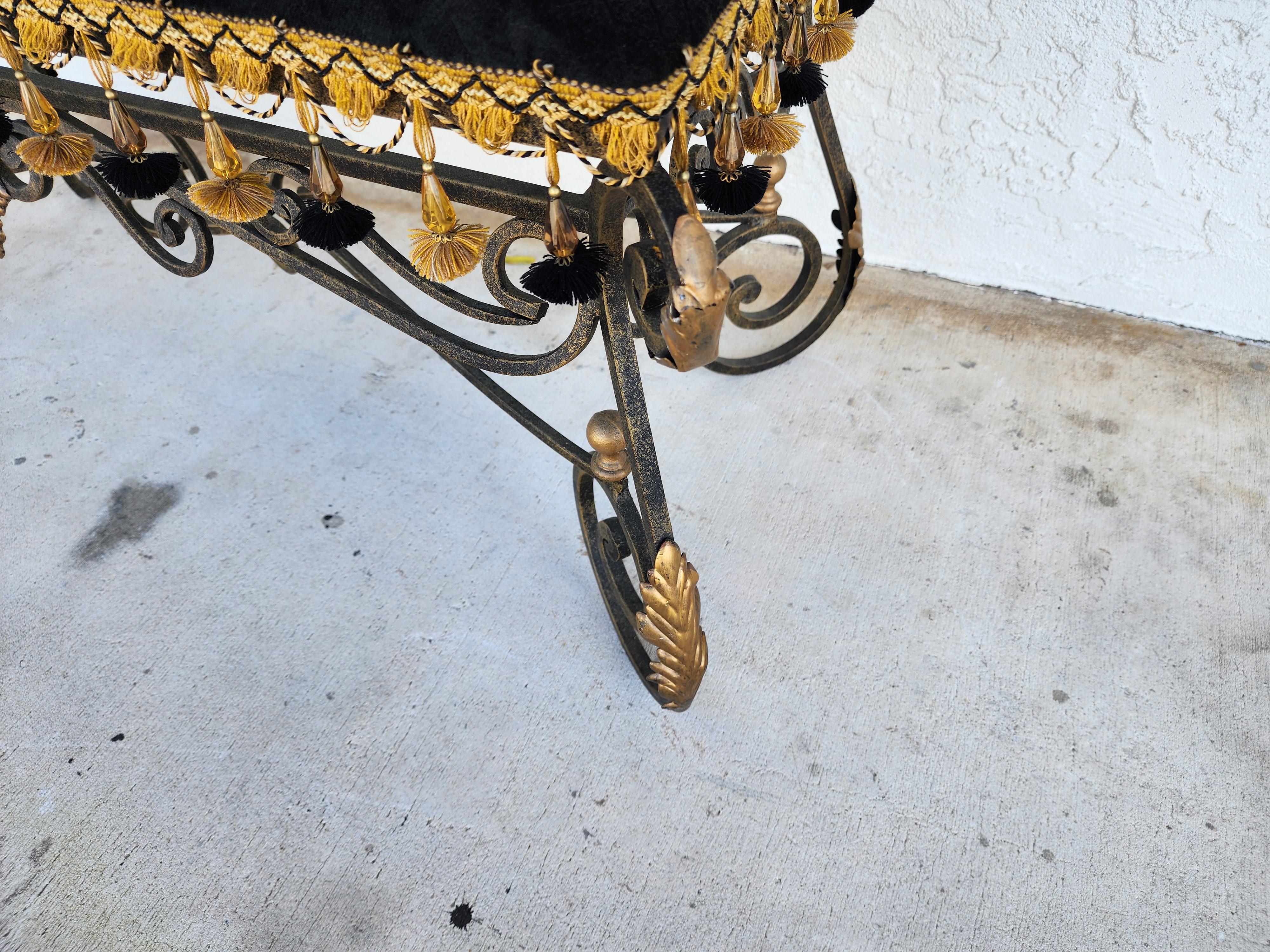 French Louis XV Wrought Iron Ormolu Bench In Good Condition For Sale In Lake Worth, FL