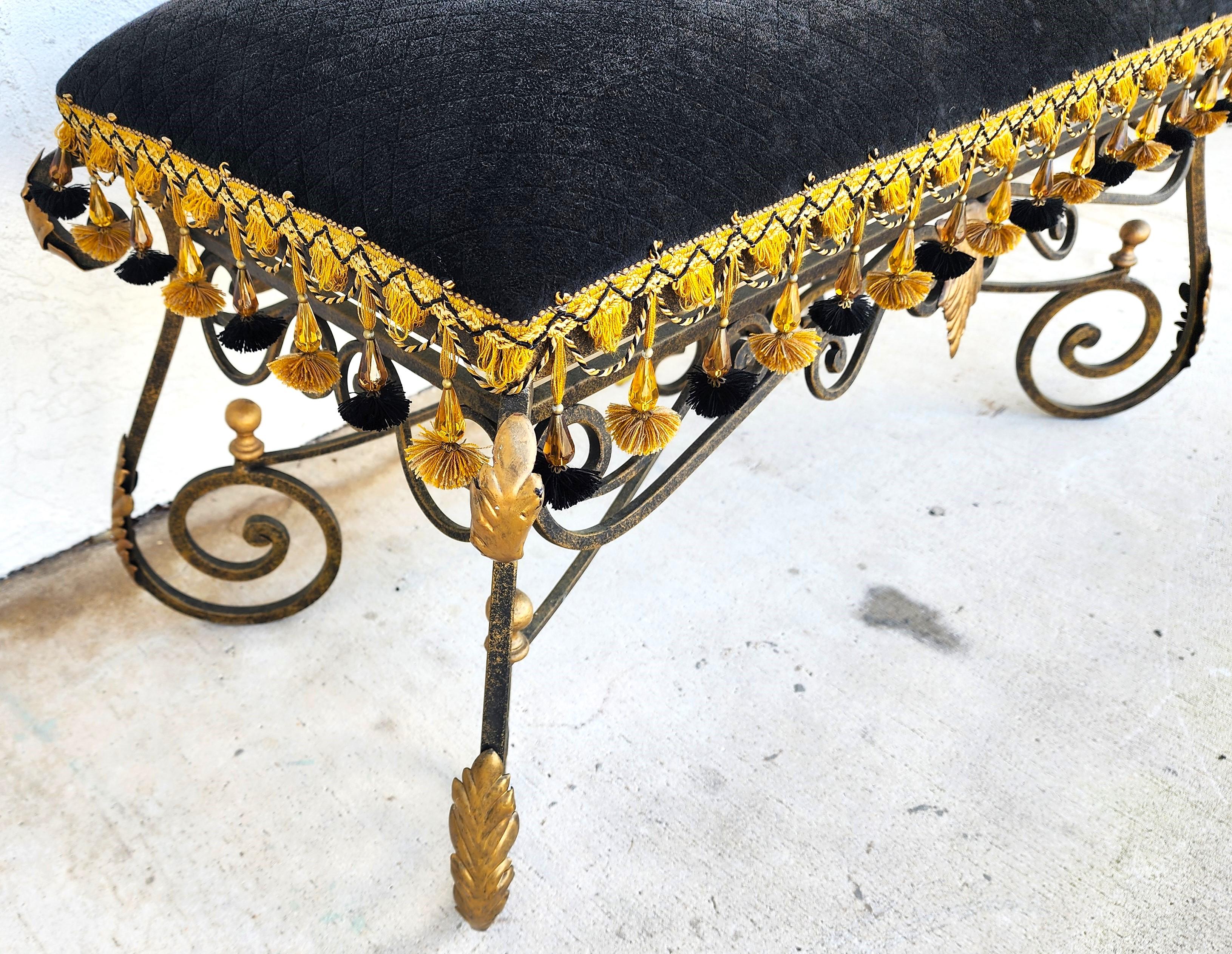 French Louis XV Wrought Iron Ormolu Bench For Sale 2