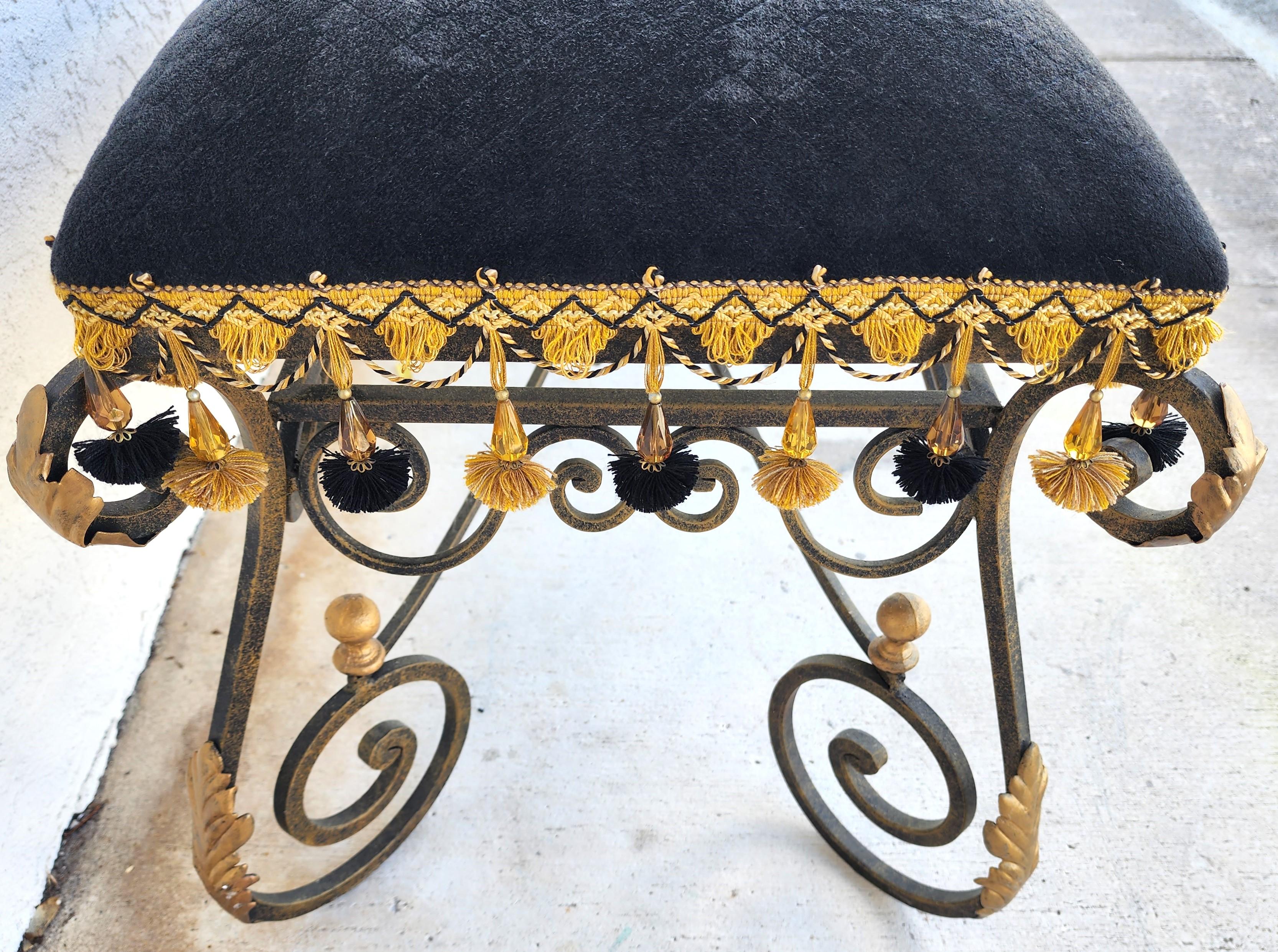 French Louis XV Wrought Iron Ormolu Bench For Sale 3