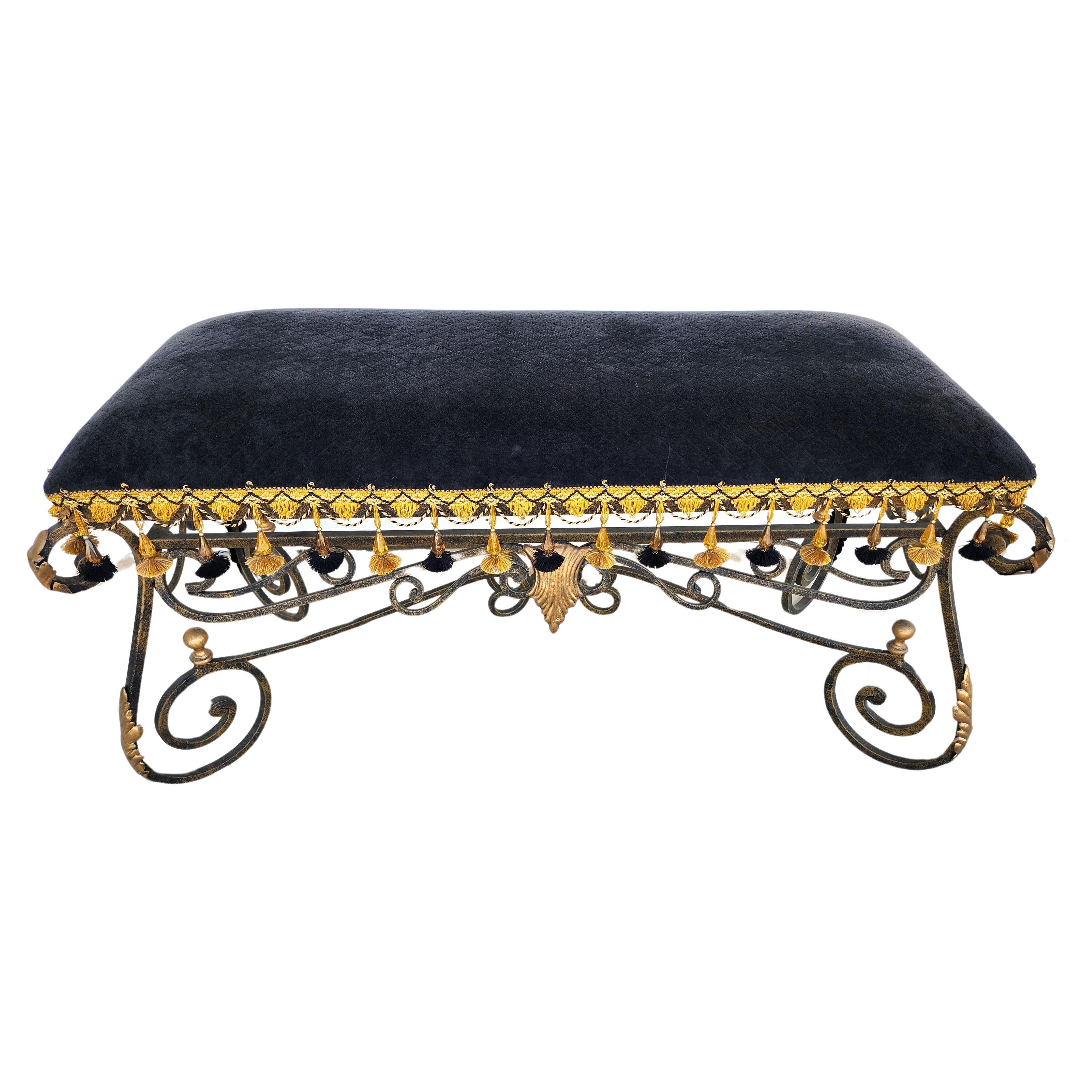 French Louis XV Wrought Iron Ormolu Bench For Sale