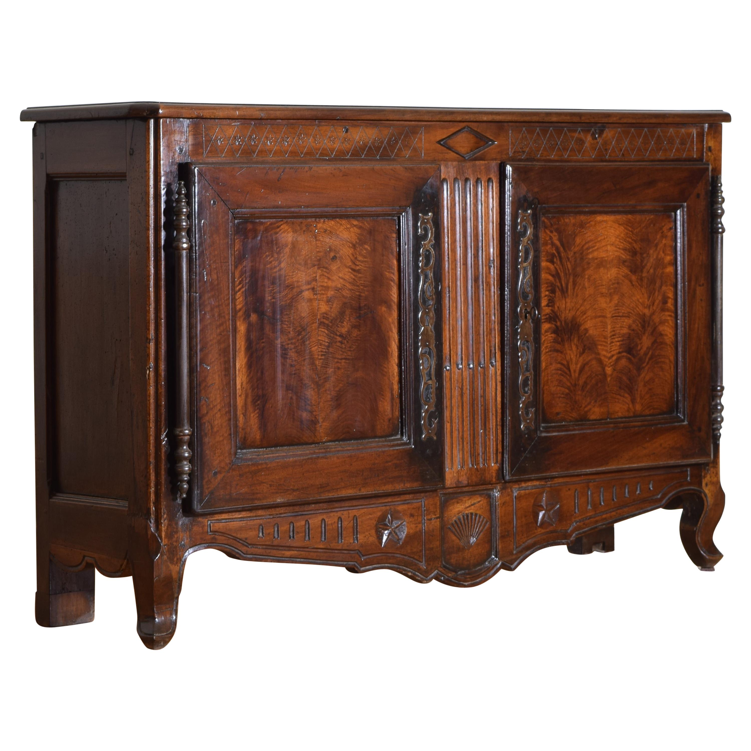 French Louis XV/XVI Carved Walnut Buffet, Third Quarter of the 18th Century