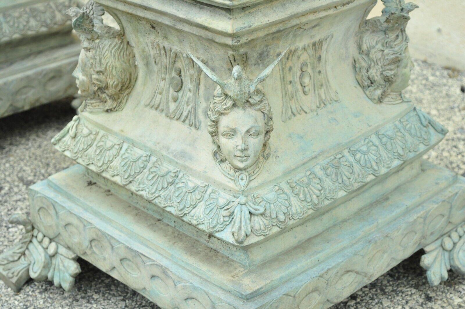 Louis XVI French Louis XV XVI Style Bronze Verdigris Figural Garden Planters, a Pair For Sale