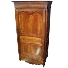 French Louis XV-XVI Walnut Bonnetiere Armoire