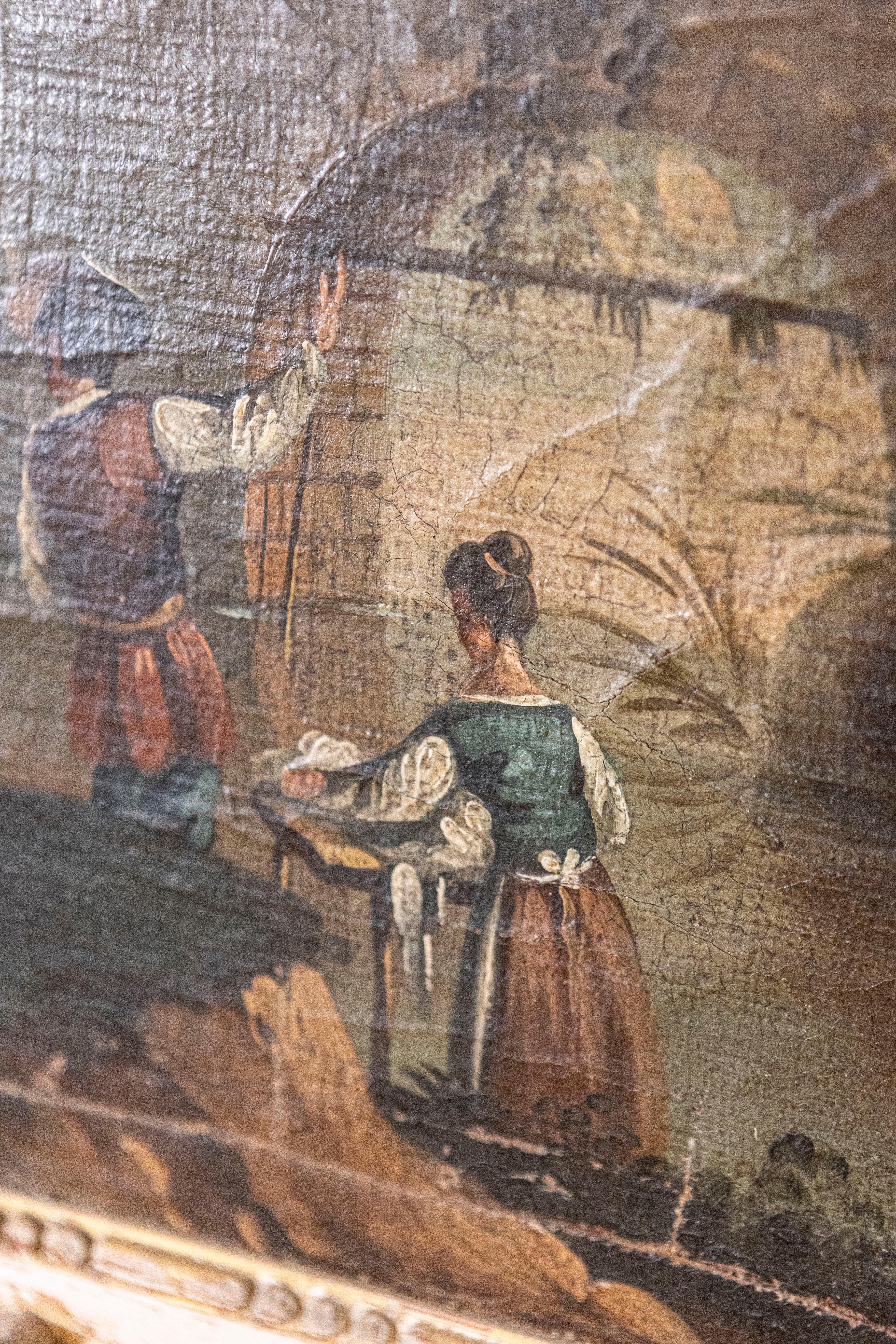 Miroir Trumeau Louis XVI des années 1790 avec peinture d'origine et détails dorés en vente 1