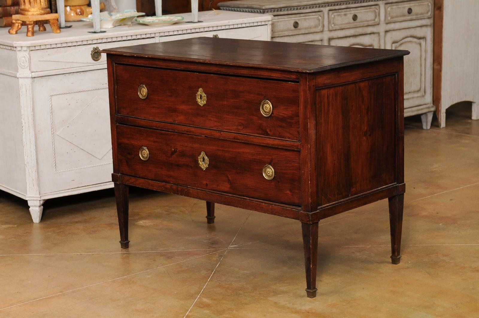 French Louis XVI 1790s Two-Drawer Sauteuse Commode with Tapered Legs For Sale 7