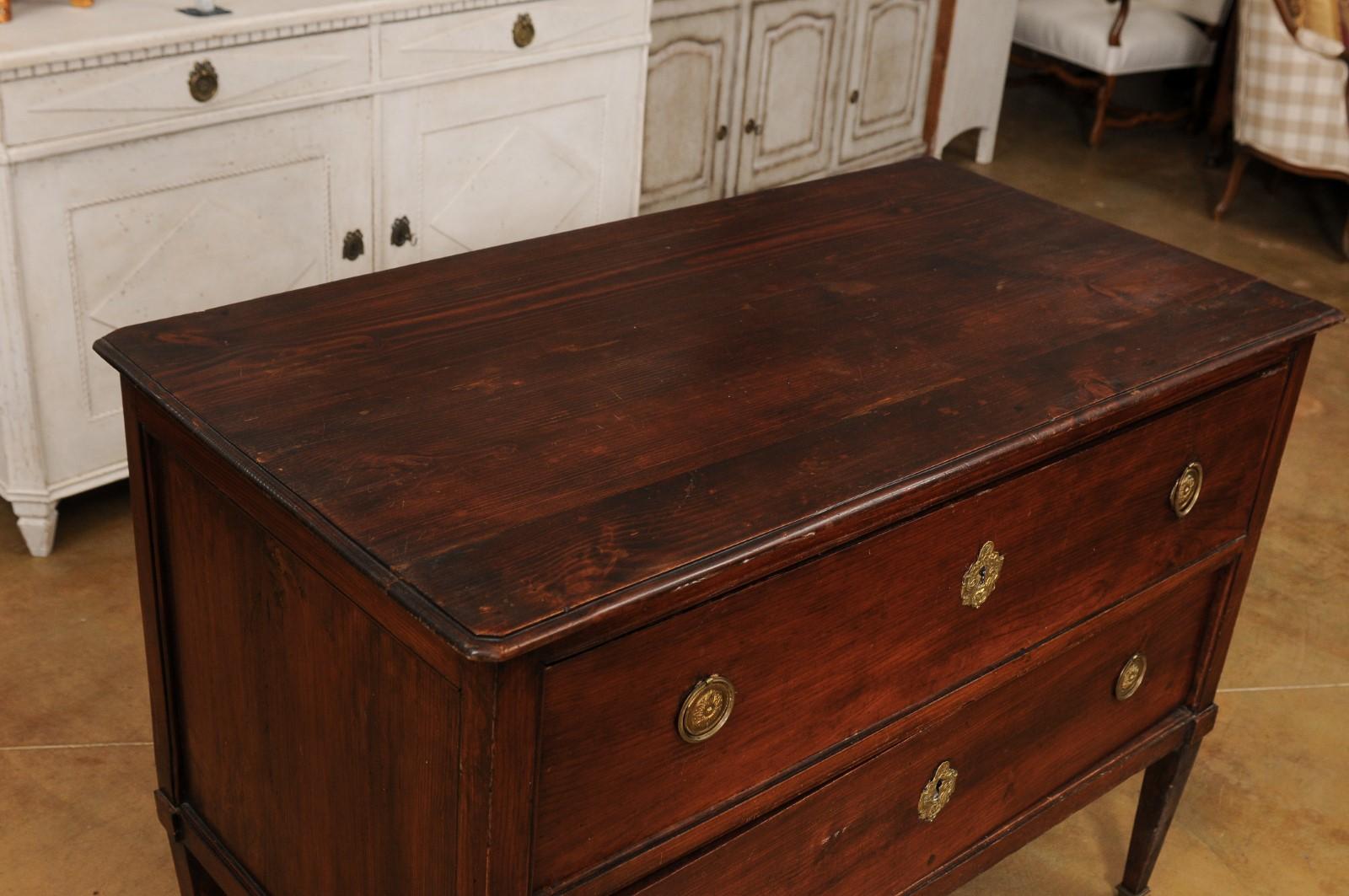 18th Century French Louis XVI 1790s Two-Drawer Sauteuse Commode with Tapered Legs