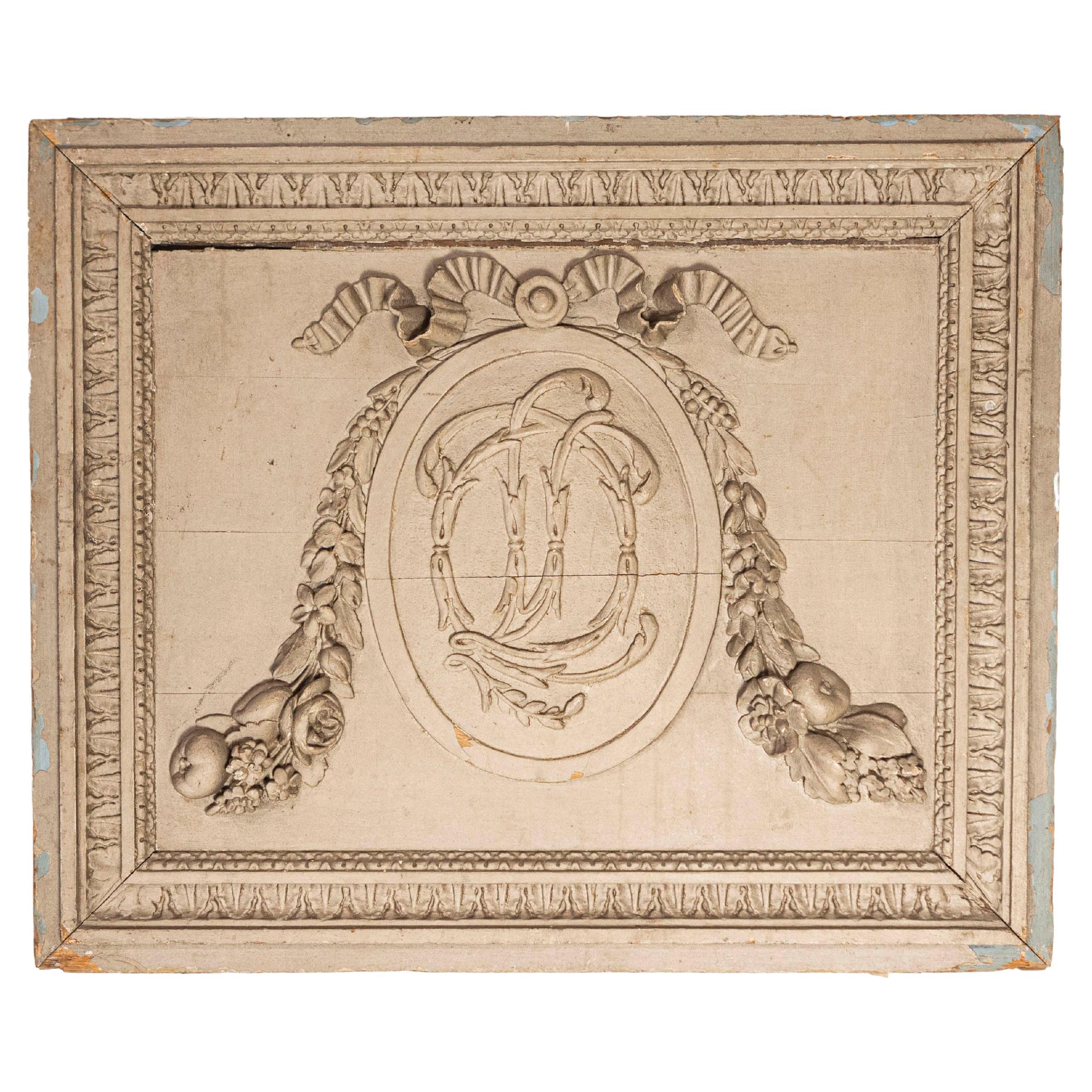 French Louis XVI 18th Century Painted and Hand Carved Wooden Boiserie Panel