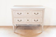 French Louis XVI 18th Century Painted Two-Drawer Commode with Fluted Accents