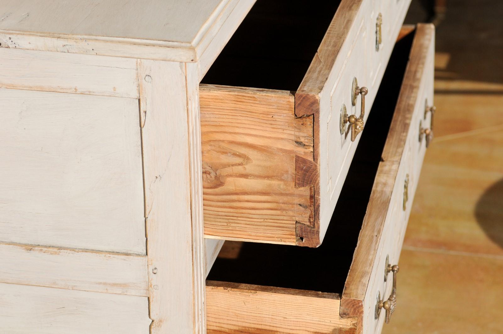 French Louis XVI 18th Century Painted Two-Drawer Commode with Fluted Accents 1