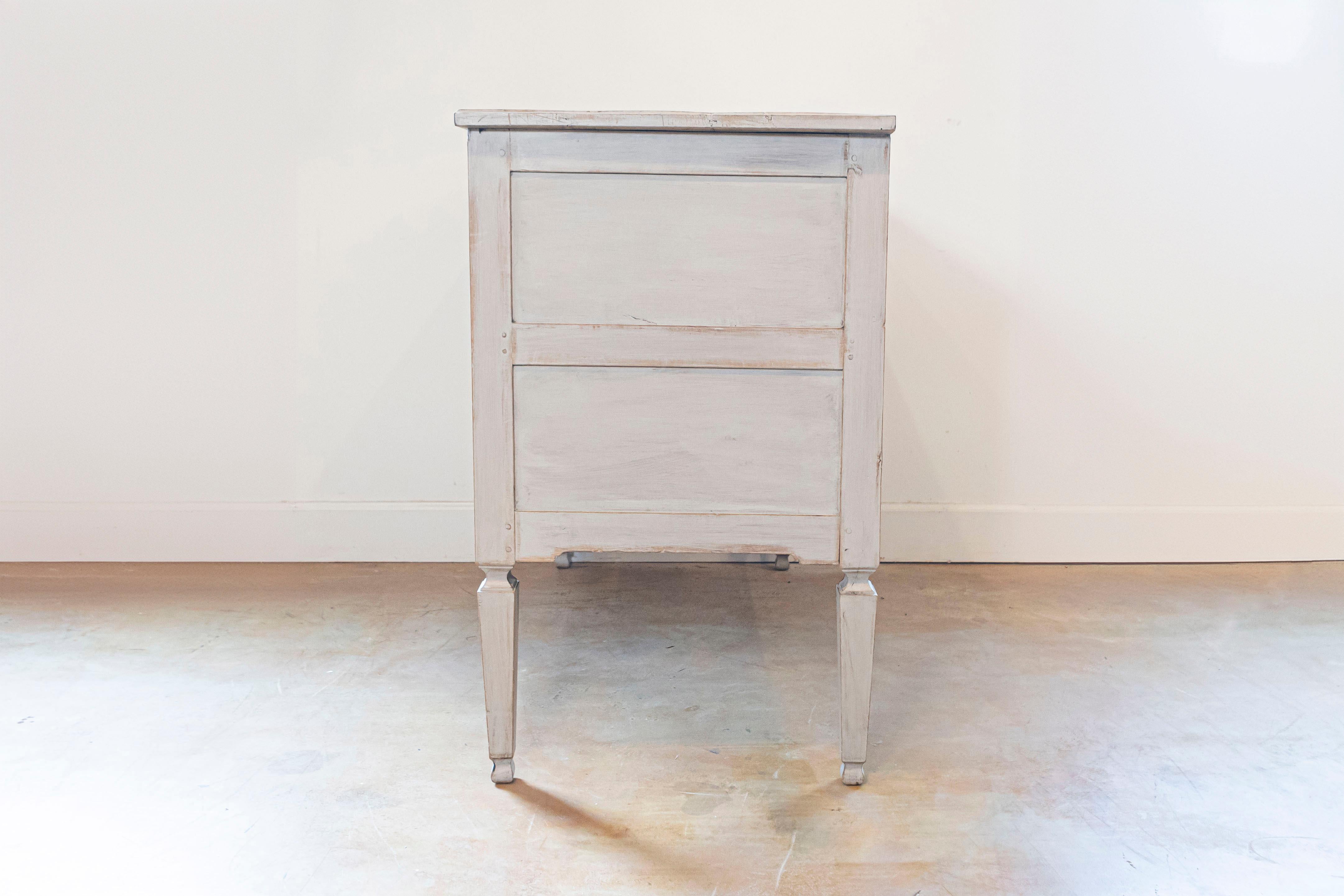 French Louis XVI 18th Century Painted Two-Drawer Commode with Fluted Accents For Sale 3