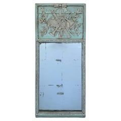 Miroir Trumeau Louis XVI du 18ème siècle de Provence avec trophée musical