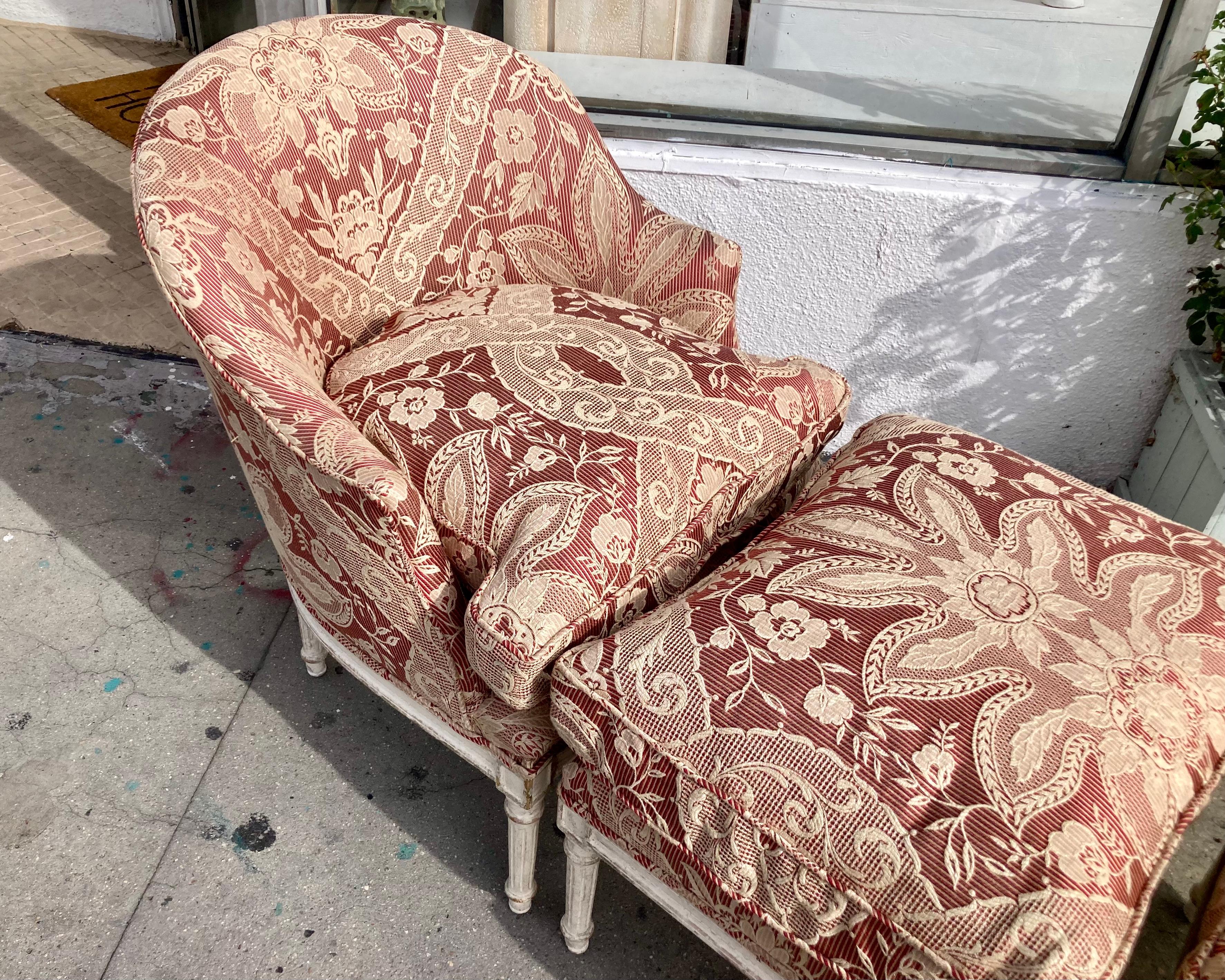  French Louis XVI 3-Piece Duchesse Brisée Lounge Chair In Good Condition For Sale In Los Angeles, CA