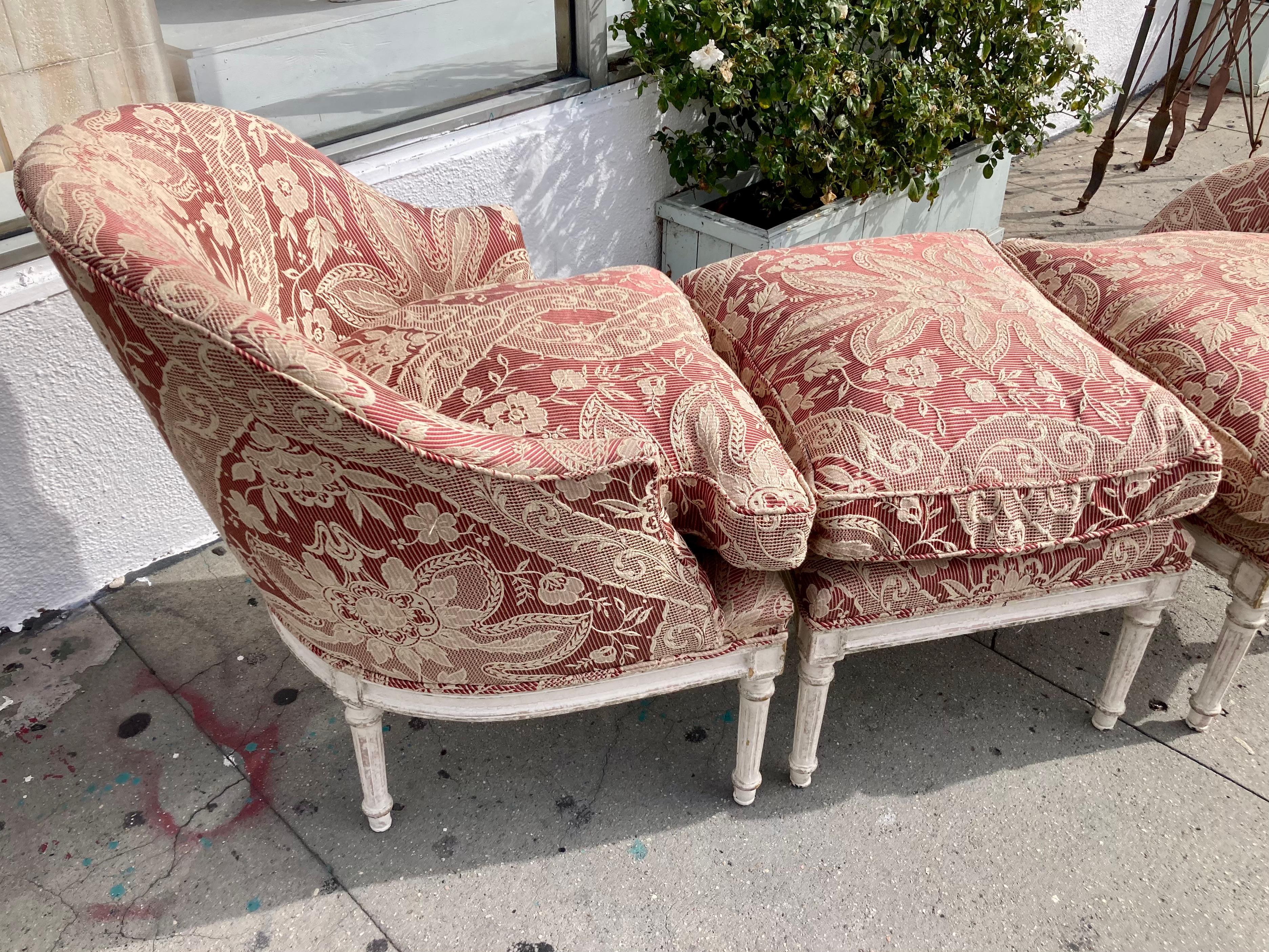  French Louis XVI 3-Piece Duchesse Brisée Lounge Chair For Sale 2