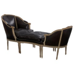 French Louis XVI Antique “Duchesse Brisée” Chaise Lounge, 19th Century