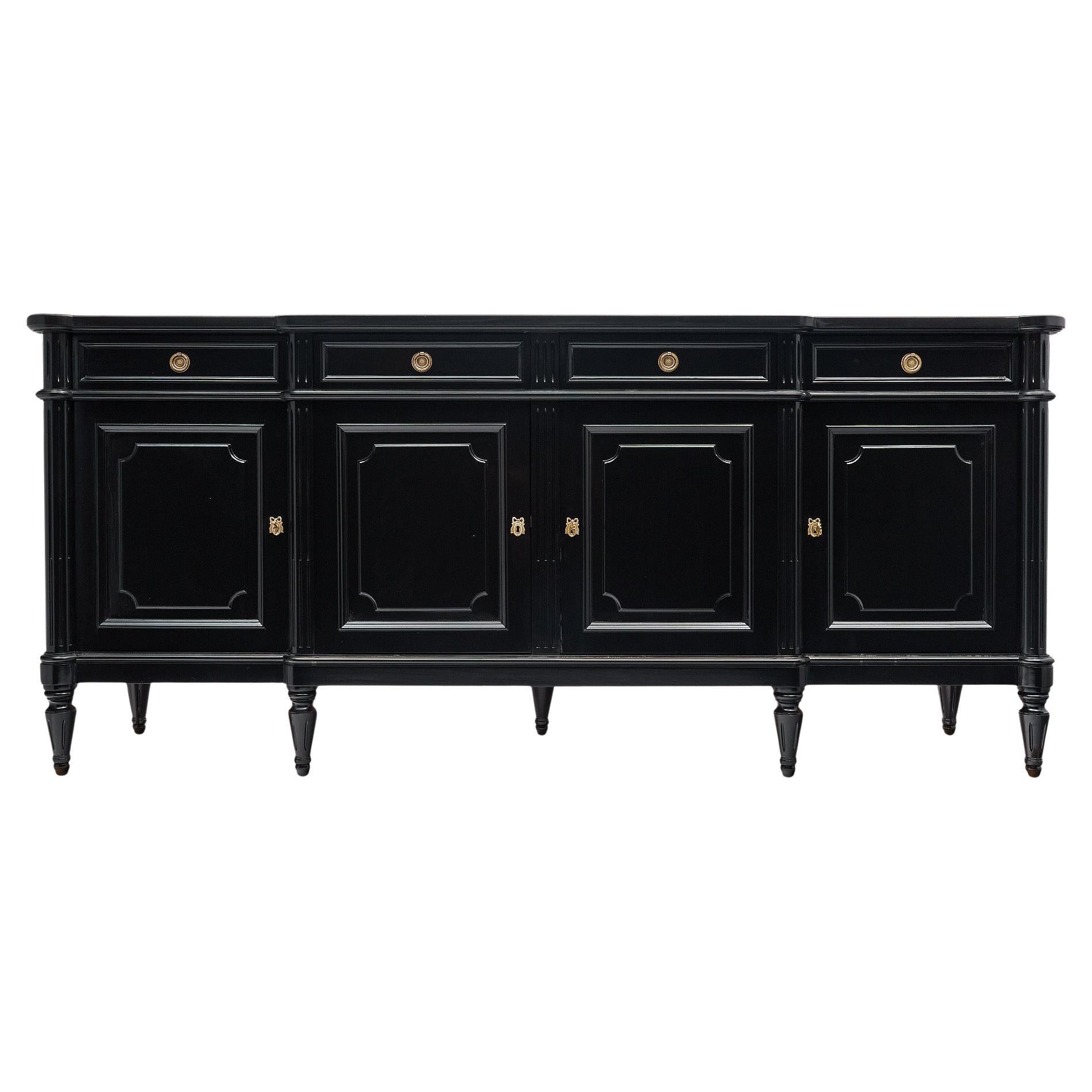 French Louis XVI Antique Ebonized Buffet