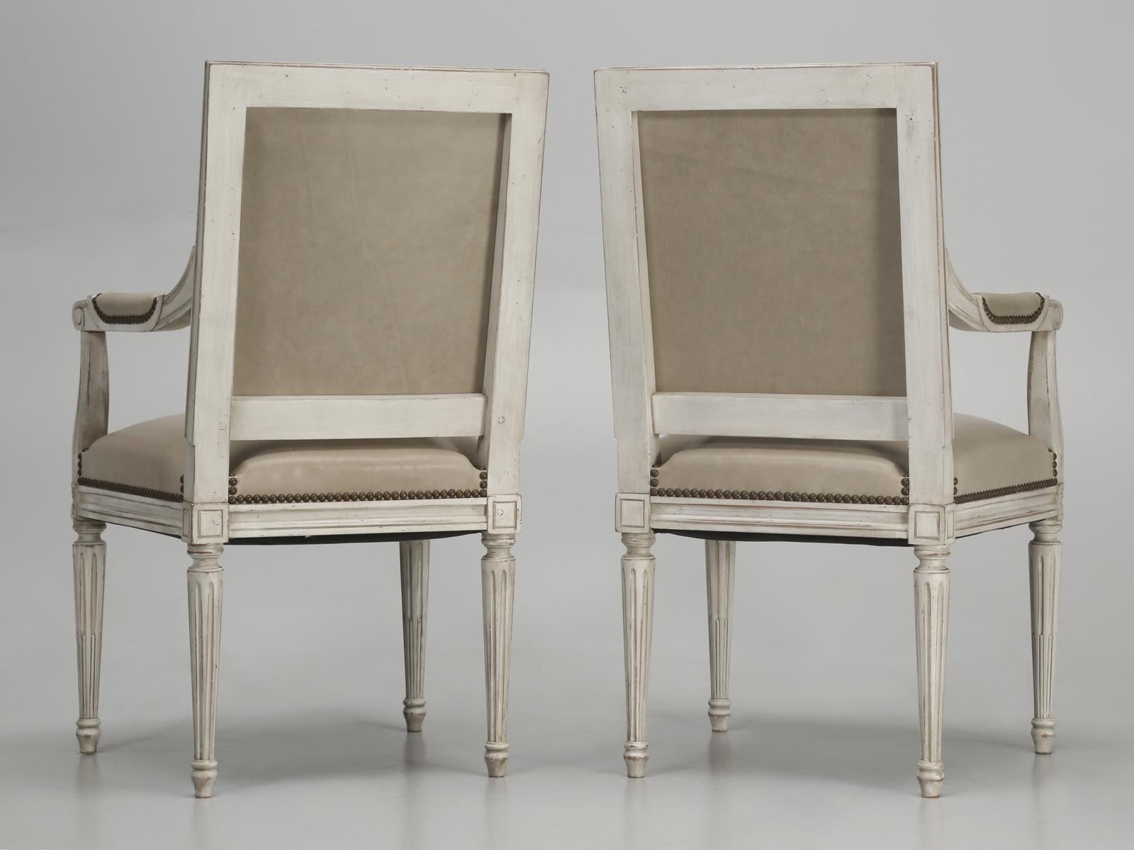 French Louis XVI Armchairs Hand-Made in France Finishing, Upholstery in Chicago For Sale 5