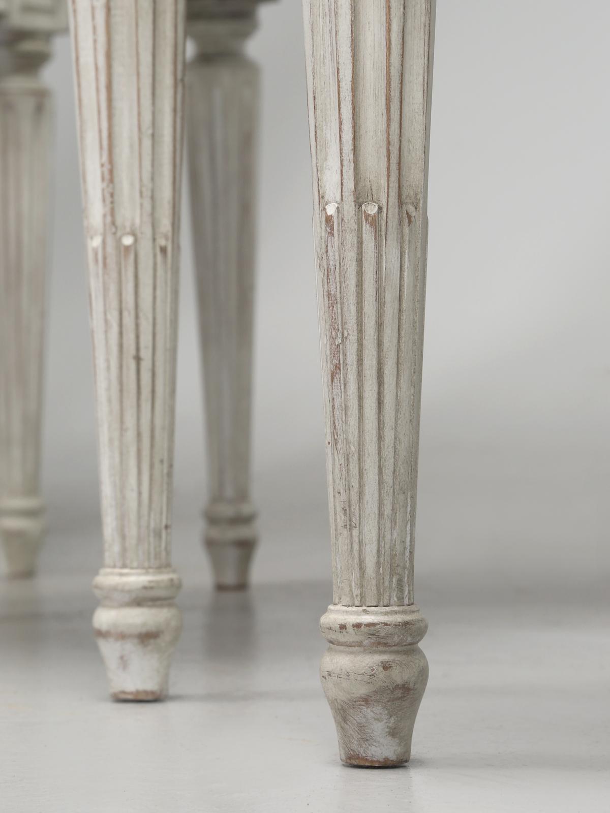 French Louis XVI Armchairs Hand-Made in France Finishing, Upholstery in Chicago For Sale 3