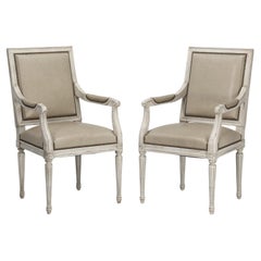 French Louis XVI Armchairs Hand-Made in France Finishing, Upholstery in Chicago