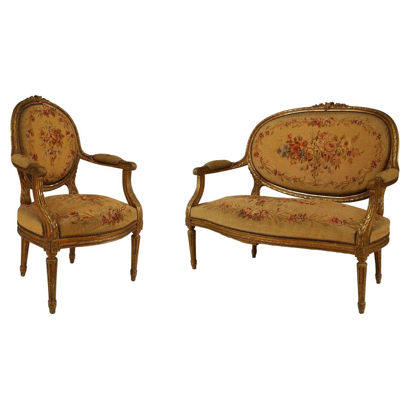 French Louis XVI Aubusson 5-Piece Living Room Set