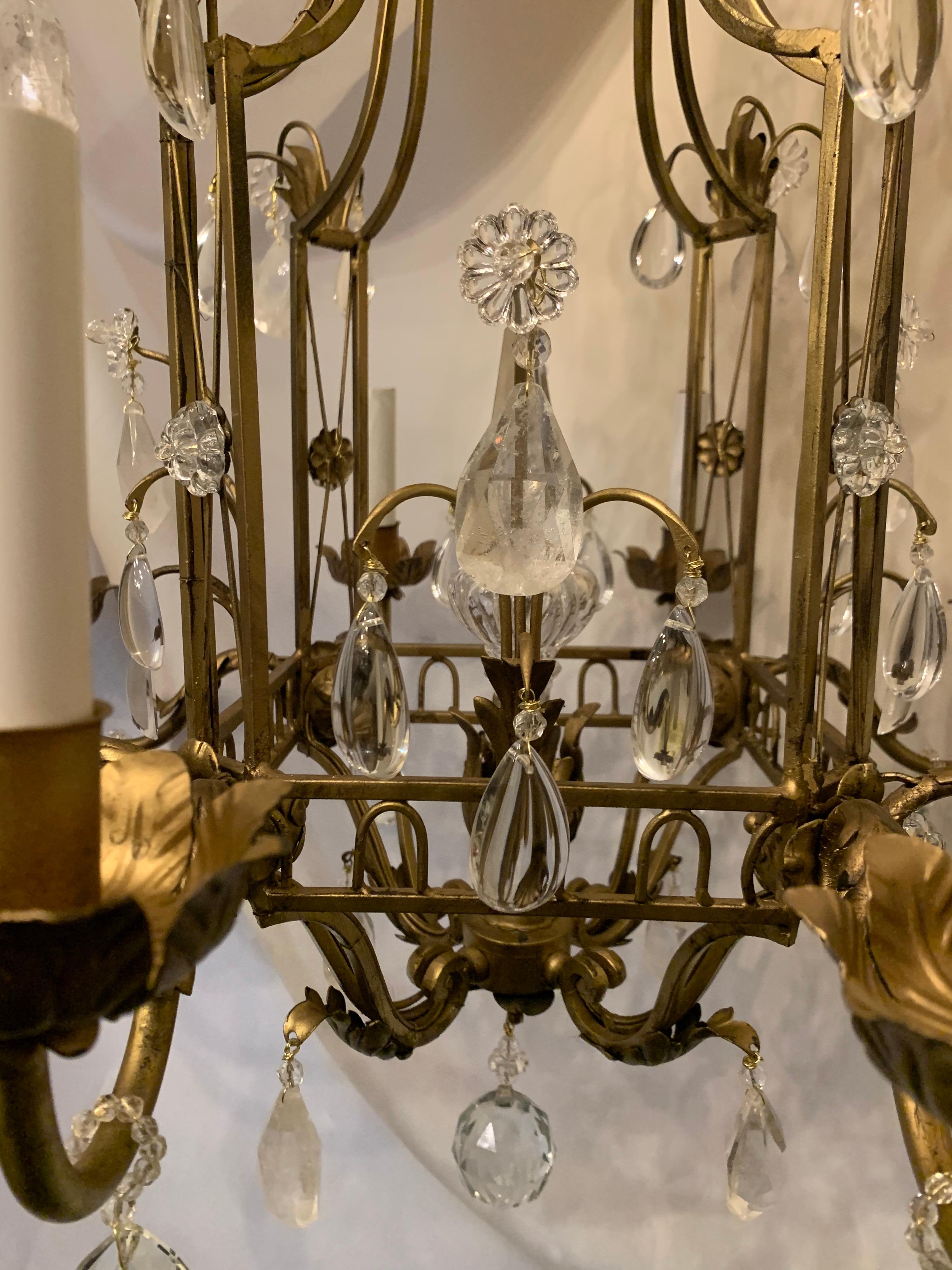 Lampadario francese Luigi XVI Baguès Rock Crystal a otto luci quadrate del Medioevo in vendita 3