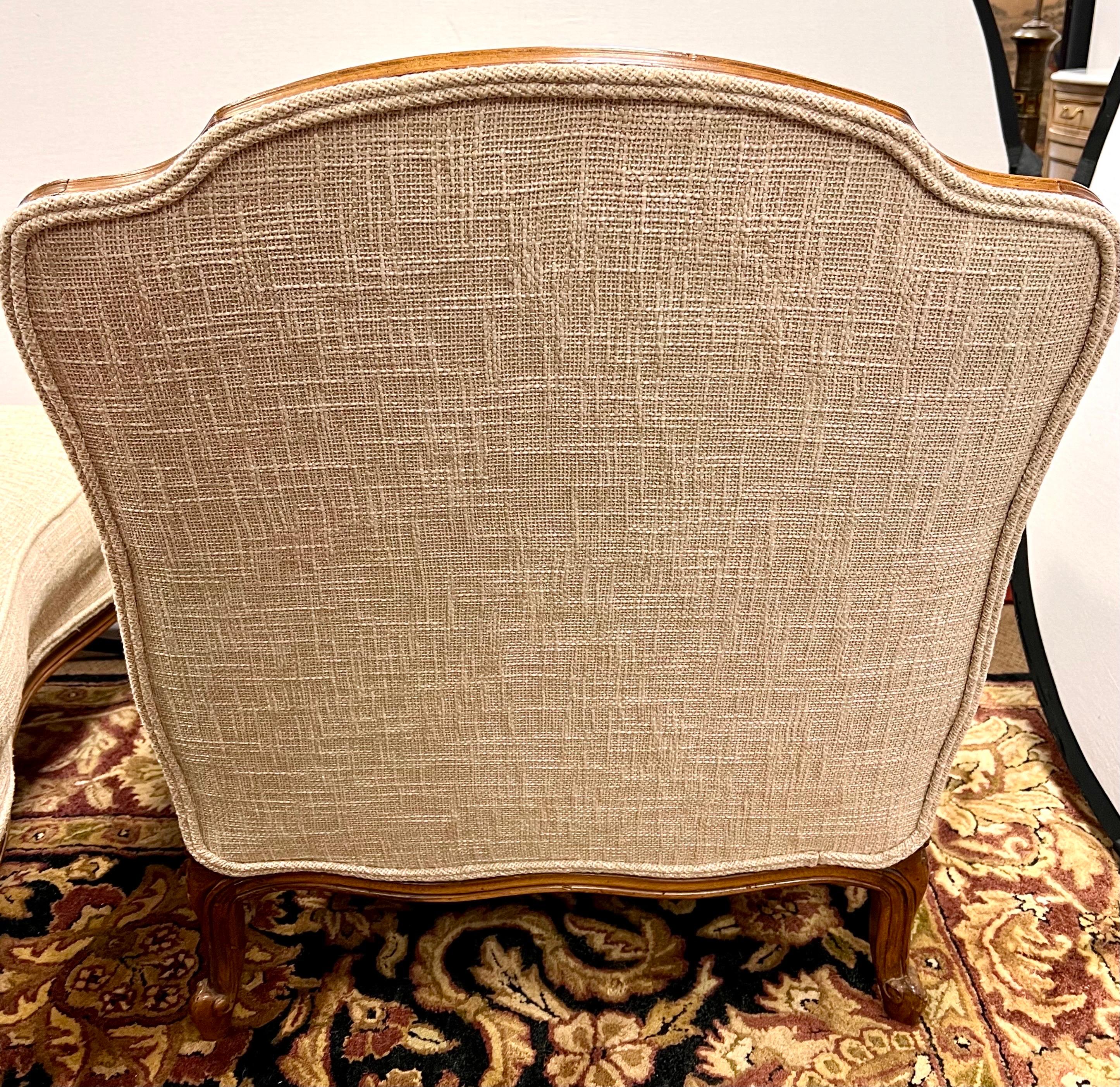 French Louis XVI Bergere Armchair Chair with Matching Ottoman In Good Condition In West Hartford, CT