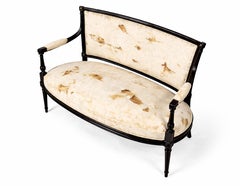 Canapé français Louis XVI en laque noire sculptée, 19ème siècle Antique SEO-Opt