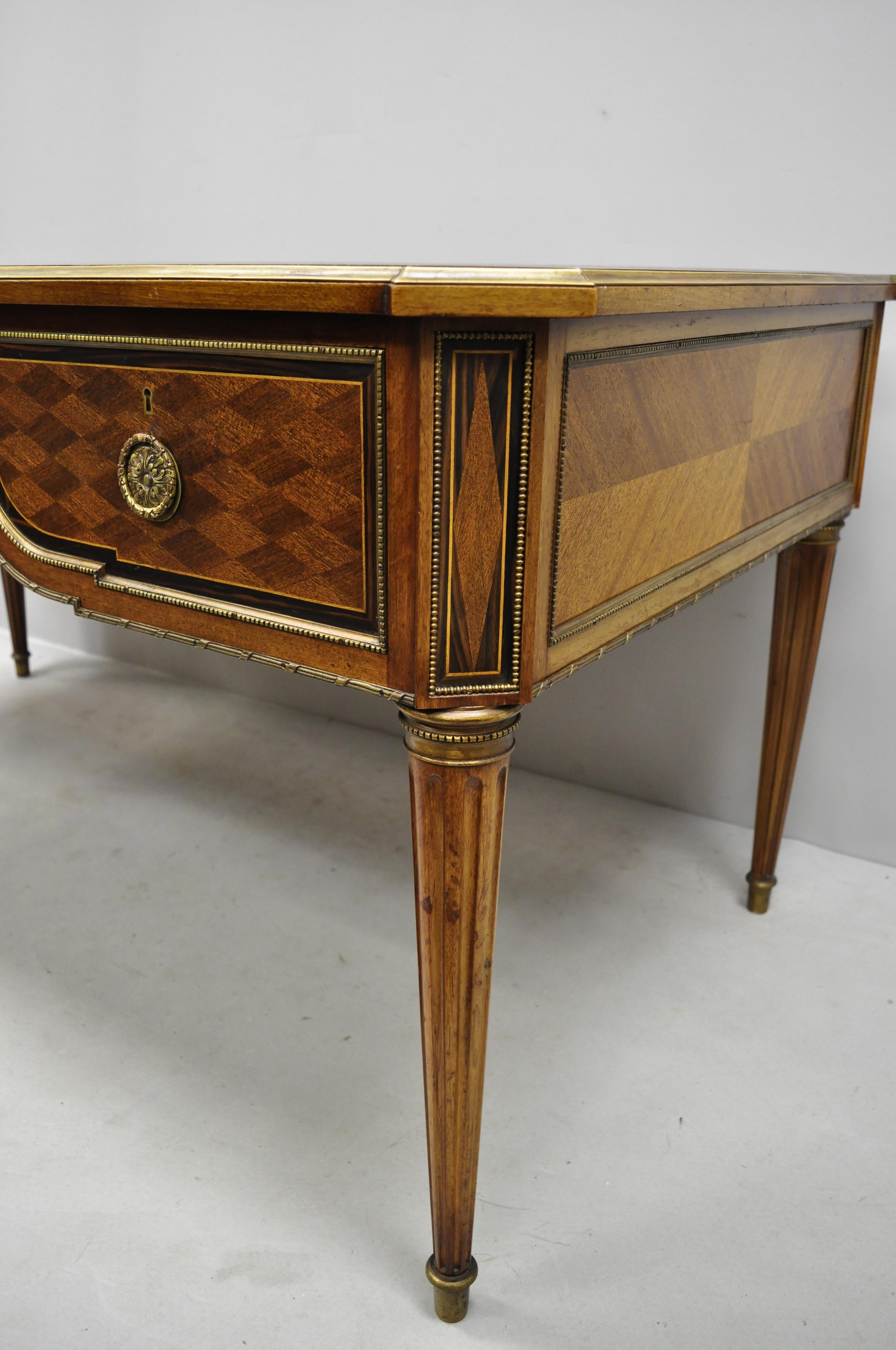 French Louis XVI Black Leather Top Bureau Plat Desk by Simon Loscertales Bona For Sale 3