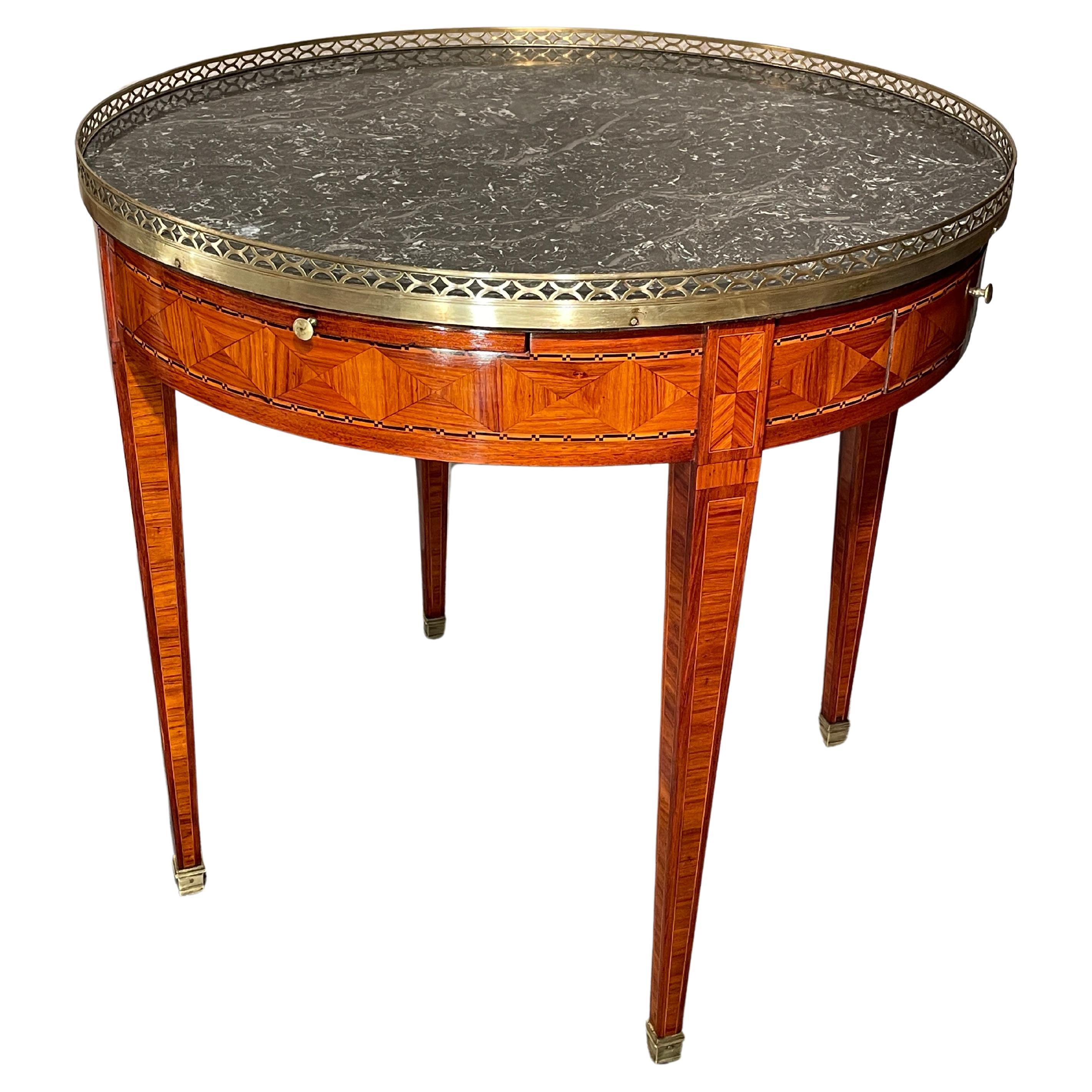 Marquetry French Louis XVI Bouillotte Table, 1800 For Sale