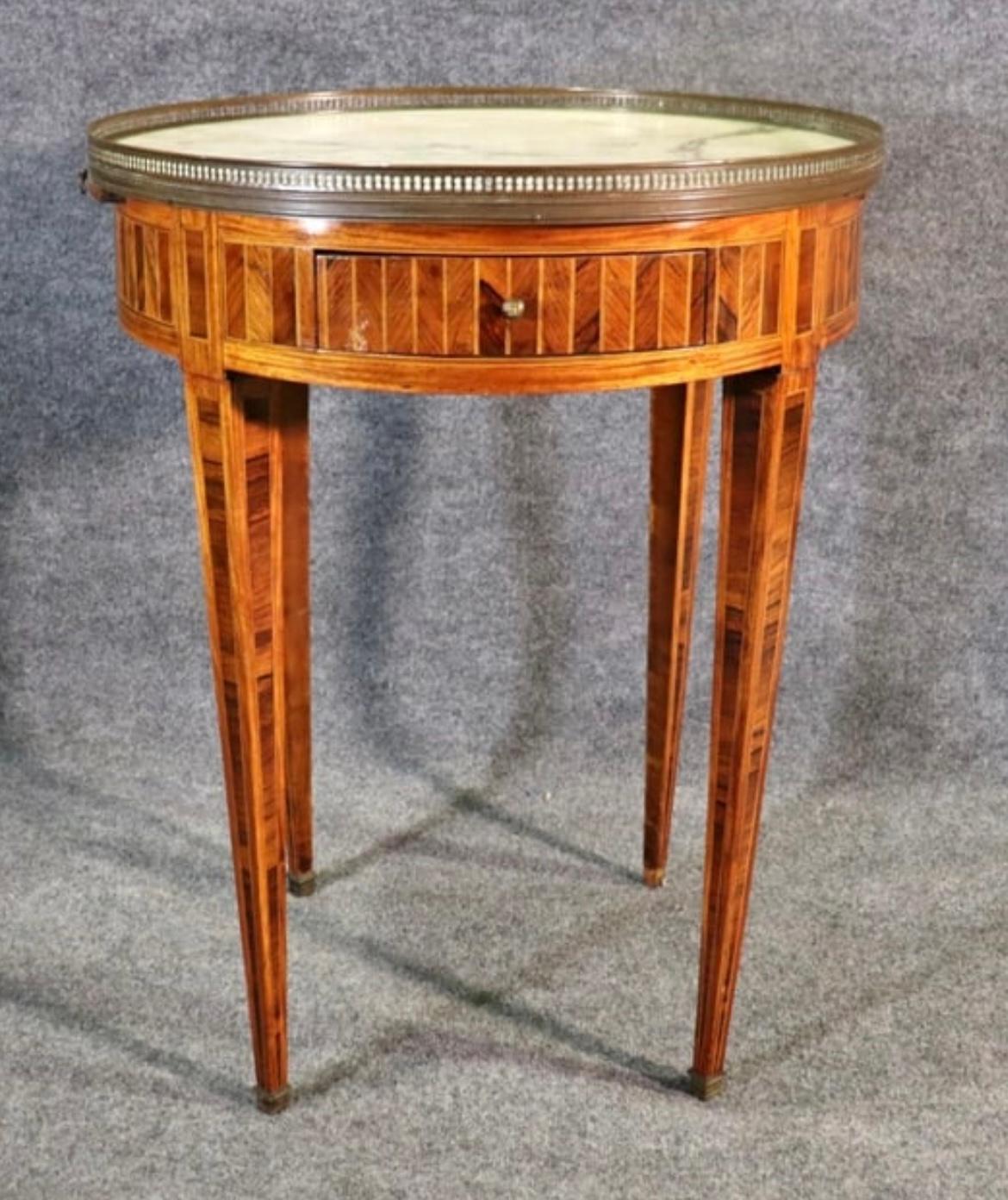 Marquetry French Louis XVI Bouillotte Table, C. 1800 For Sale