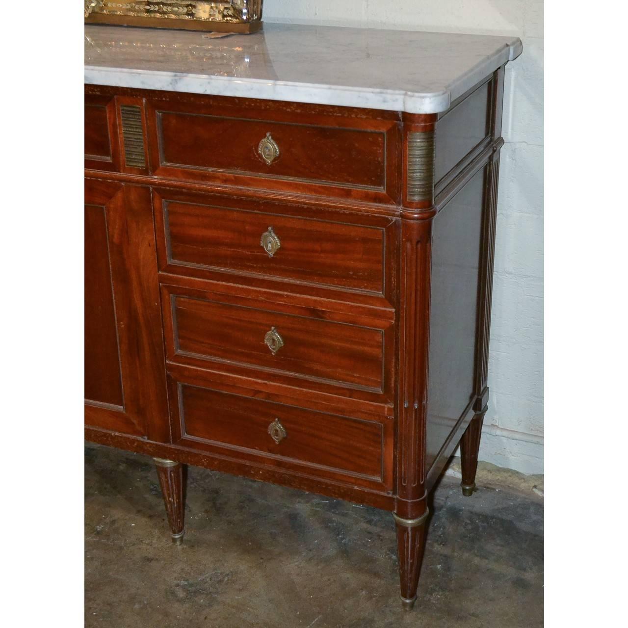 French Louis XVI Brass Inlaid Sideboard In Good Condition In Dallas, TX